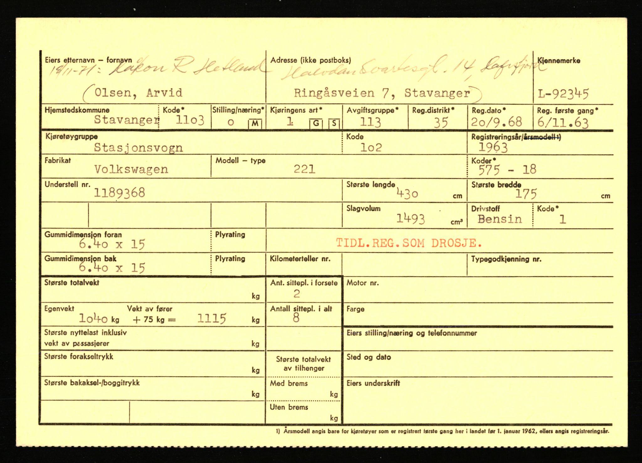 Stavanger trafikkstasjon, AV/SAST-A-101942/0/F/L0075: L-88800 - L-92499, 1930-1971, s. 2323