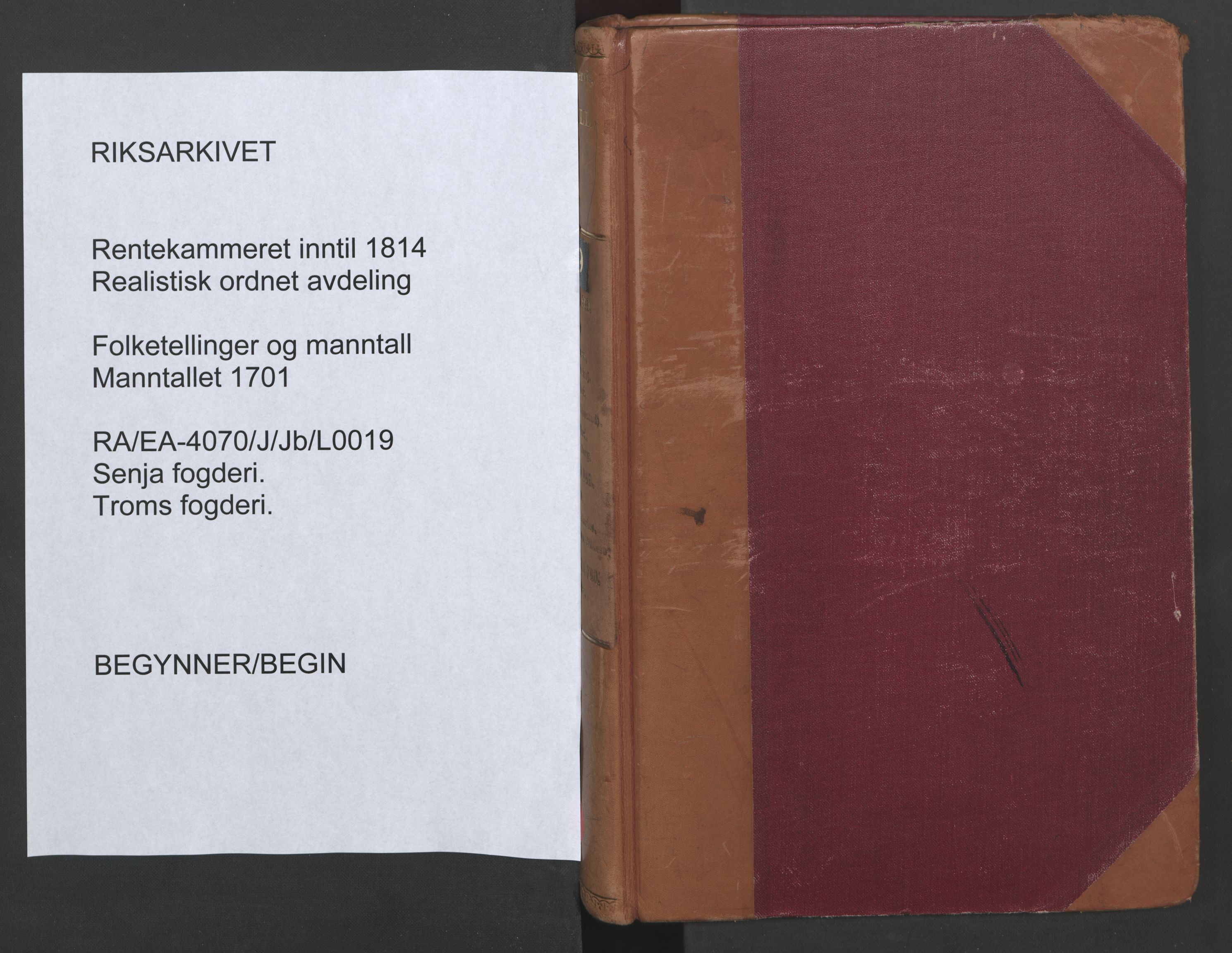 RA, Manntallet 1701, nr. 19: Senja og Tromsø fogderi, 1701