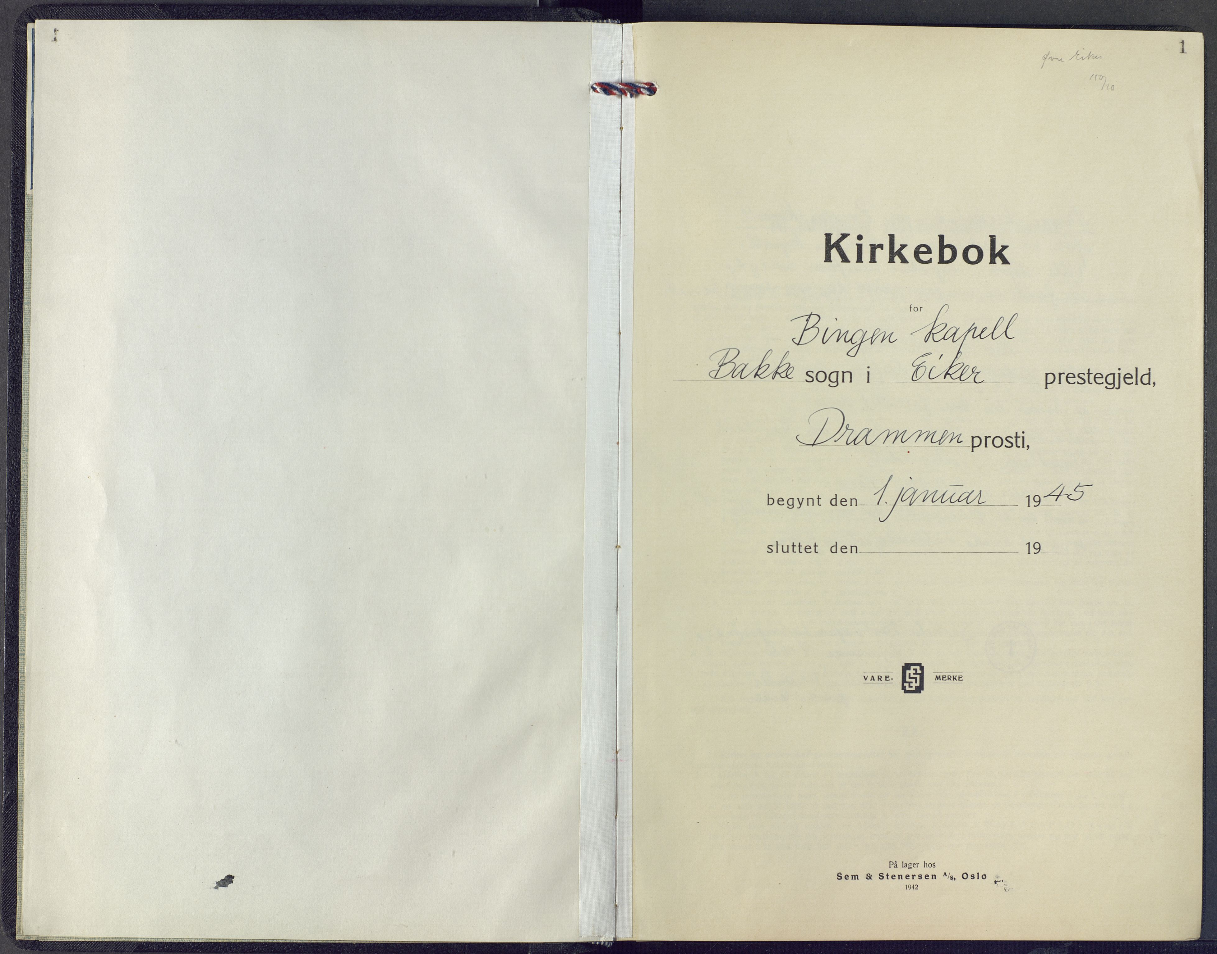 Eiker kirkebøker, SAKO/A-4/F/Fc/L0006: Ministerialbok nr. III 6, 1945-1967, s. 1