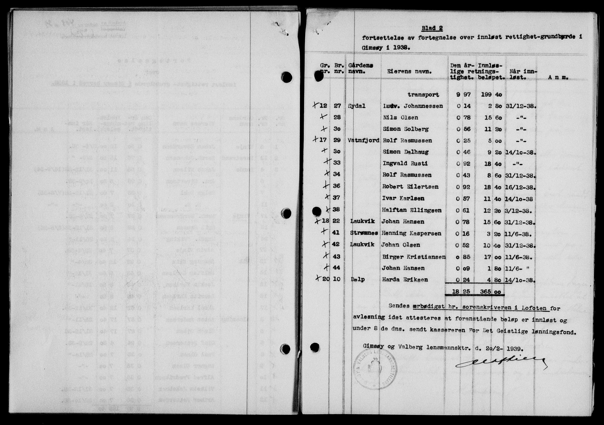 Lofoten sorenskriveri, SAT/A-0017/1/2/2C/L0005a: Pantebok nr. 5a, 1939-1939, Dagboknr: 408/1939