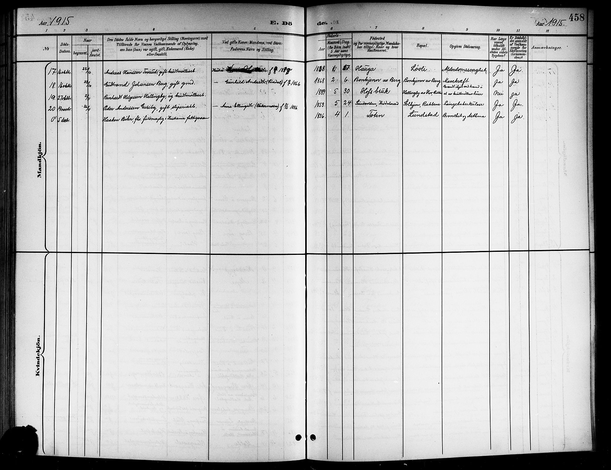 Norderhov kirkebøker, SAKO/A-237/G/Gb/L0002: Klokkerbok nr. II 2, 1891-1921, s. 458
