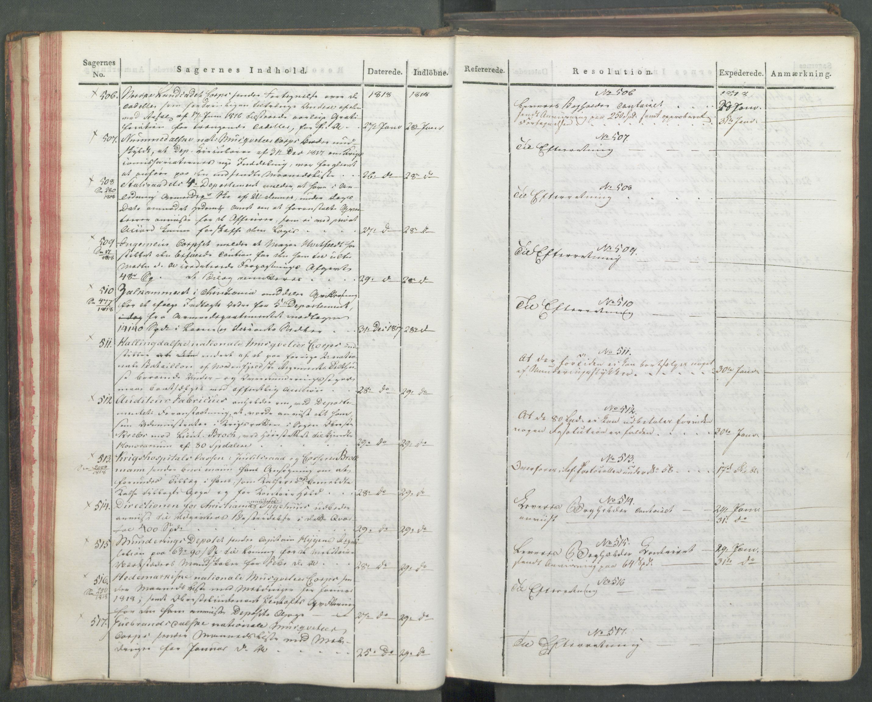 Armédepartementet, AV/RA-RAFA-3493/C/Ca/L0015: 6. Departements Journal, 1818