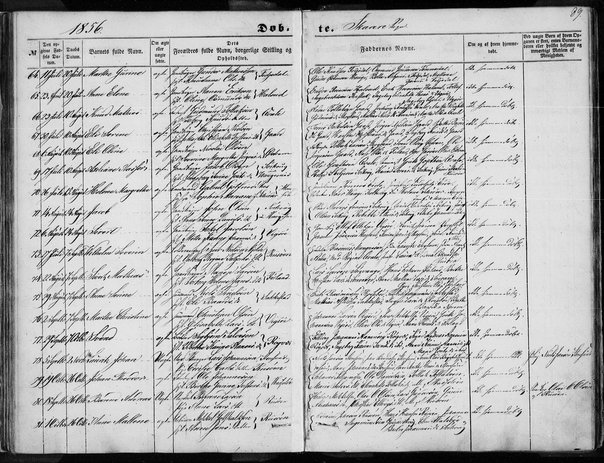 Torvastad sokneprestkontor, AV/SAST-A -101857/H/Ha/Haa/L0009: Ministerialbok nr. A 9, 1847-1856, s. 89