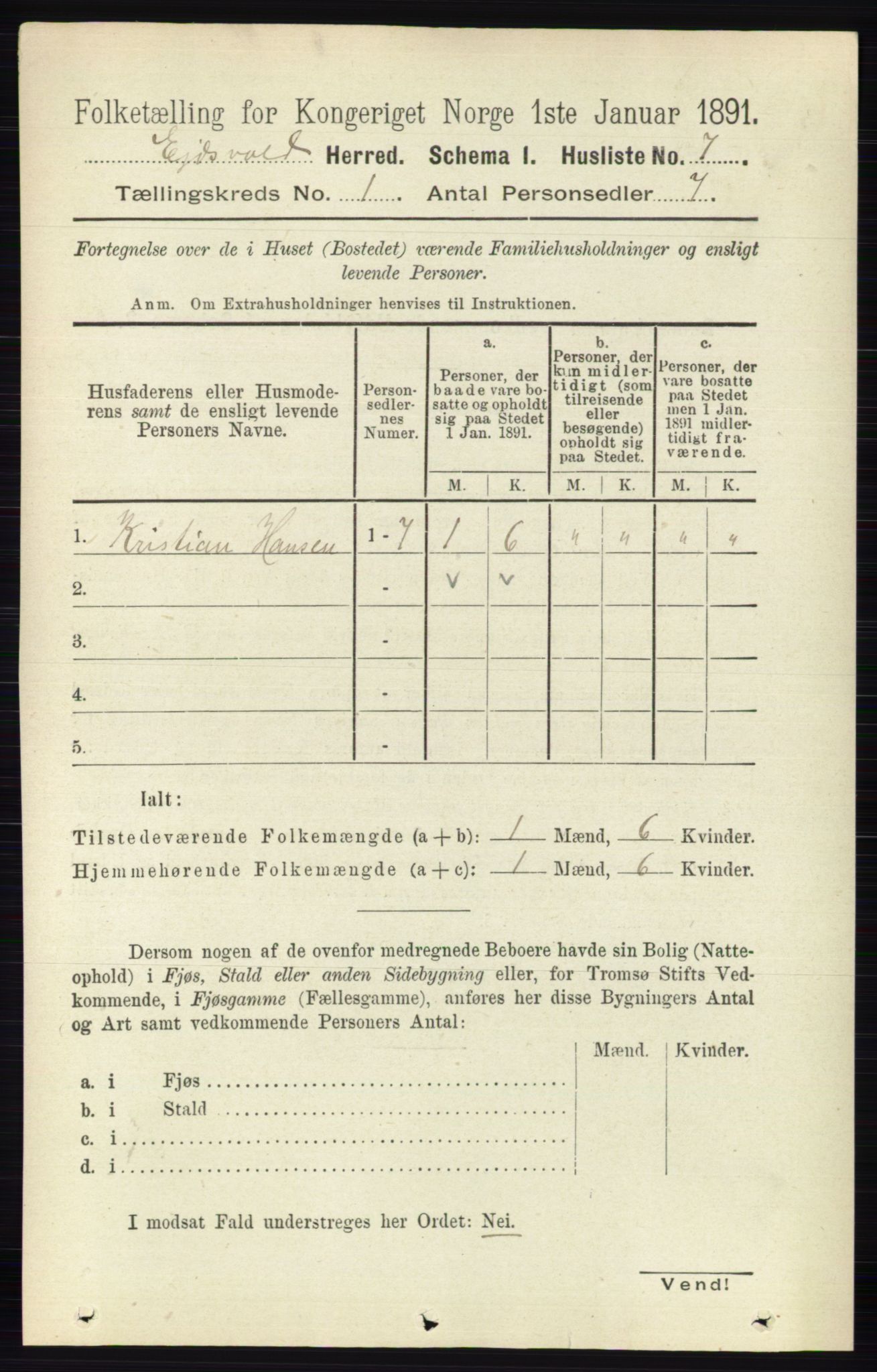 RA, Folketelling 1891 for 0237 Eidsvoll herred, 1891, s. 54