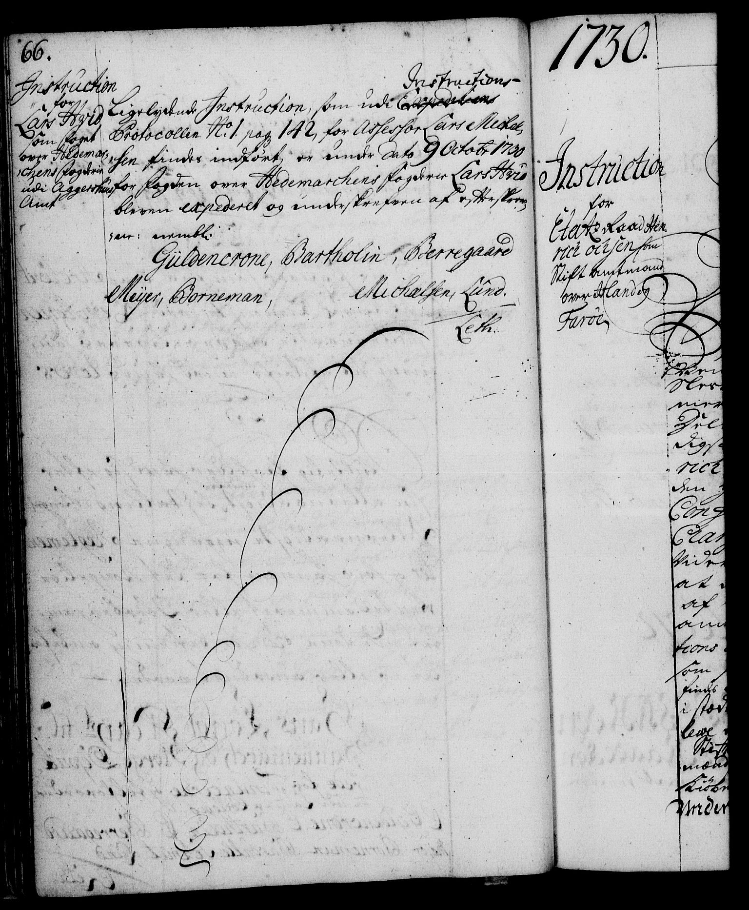 Rentekammeret, Kammerkanselliet, RA/EA-3111/G/Gg/Ggi/L0002: Norsk instruksjonsprotokoll med register (merket RK 53.35), 1729-1751, s. 66