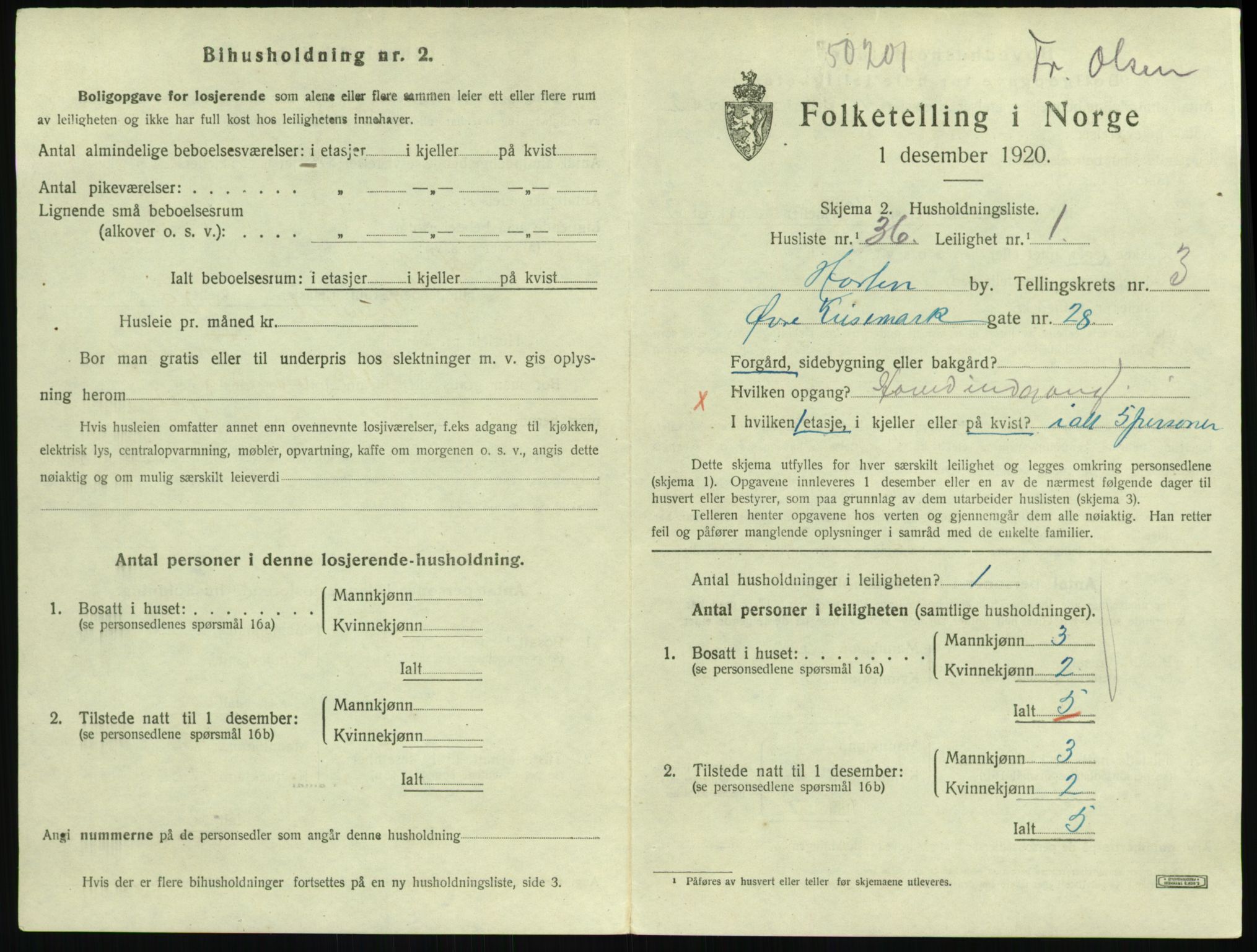 SAKO, Folketelling 1920 for 0703 Horten kjøpstad, 1920, s. 4245