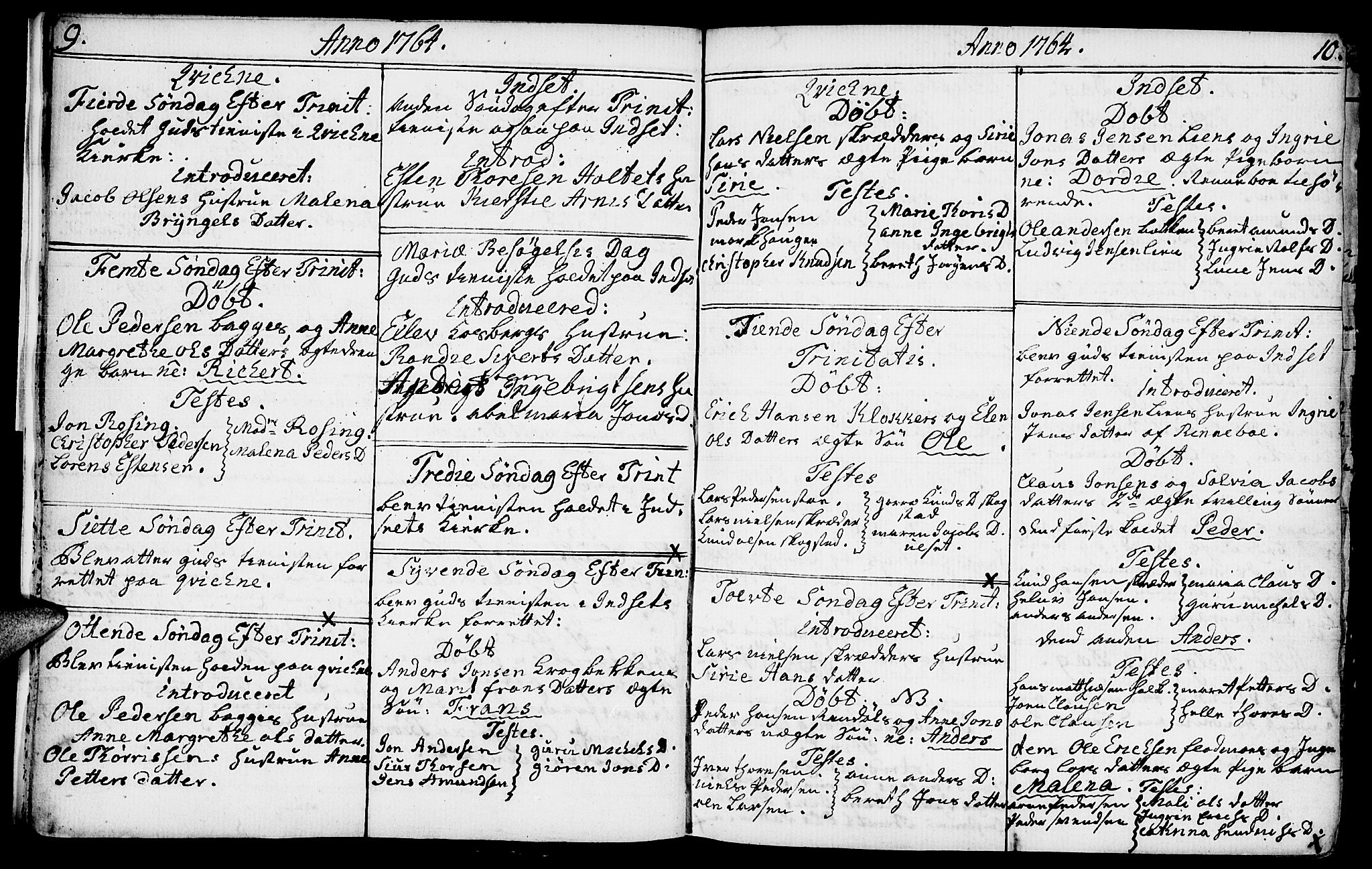 Kvikne prestekontor, AV/SAH-PREST-064/H/Ha/Haa/L0002: Ministerialbok nr. 2, 1764-1784, s. 9-10