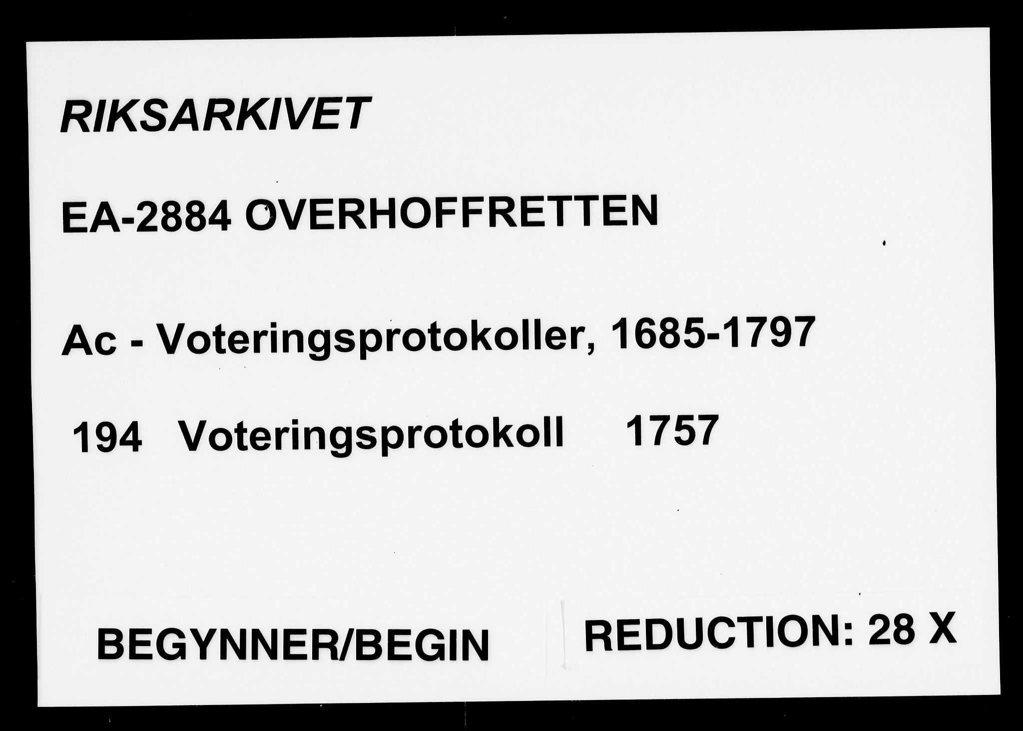 Overhoffretten 1667-1797, AV/RA-EA-2884/Ac/L0194: Voteringsprotokoll, 1757