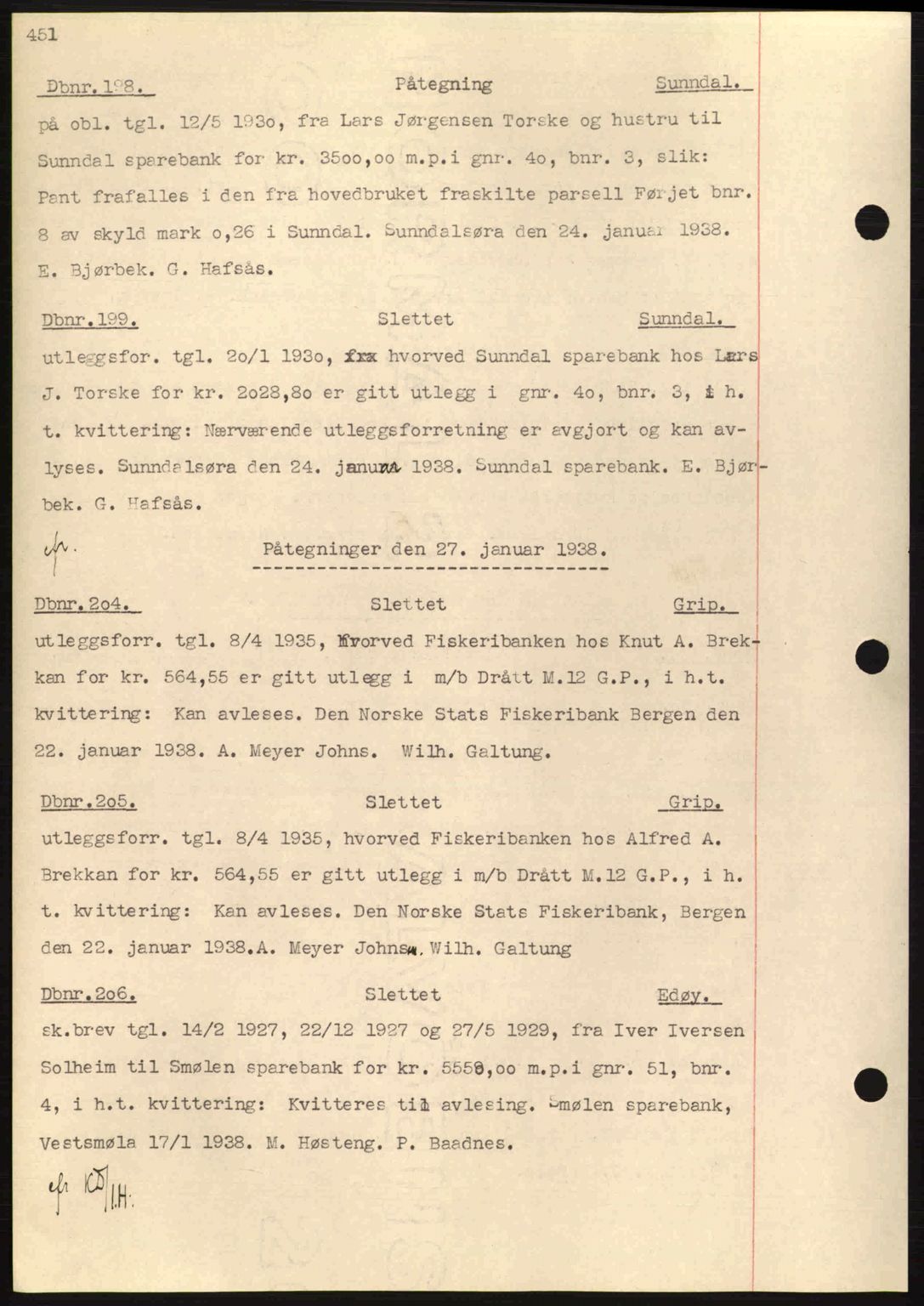 Nordmøre sorenskriveri, SAT/A-4132/1/2/2Ca: Pantebok nr. C80, 1936-1939, Dagboknr: 198/1938