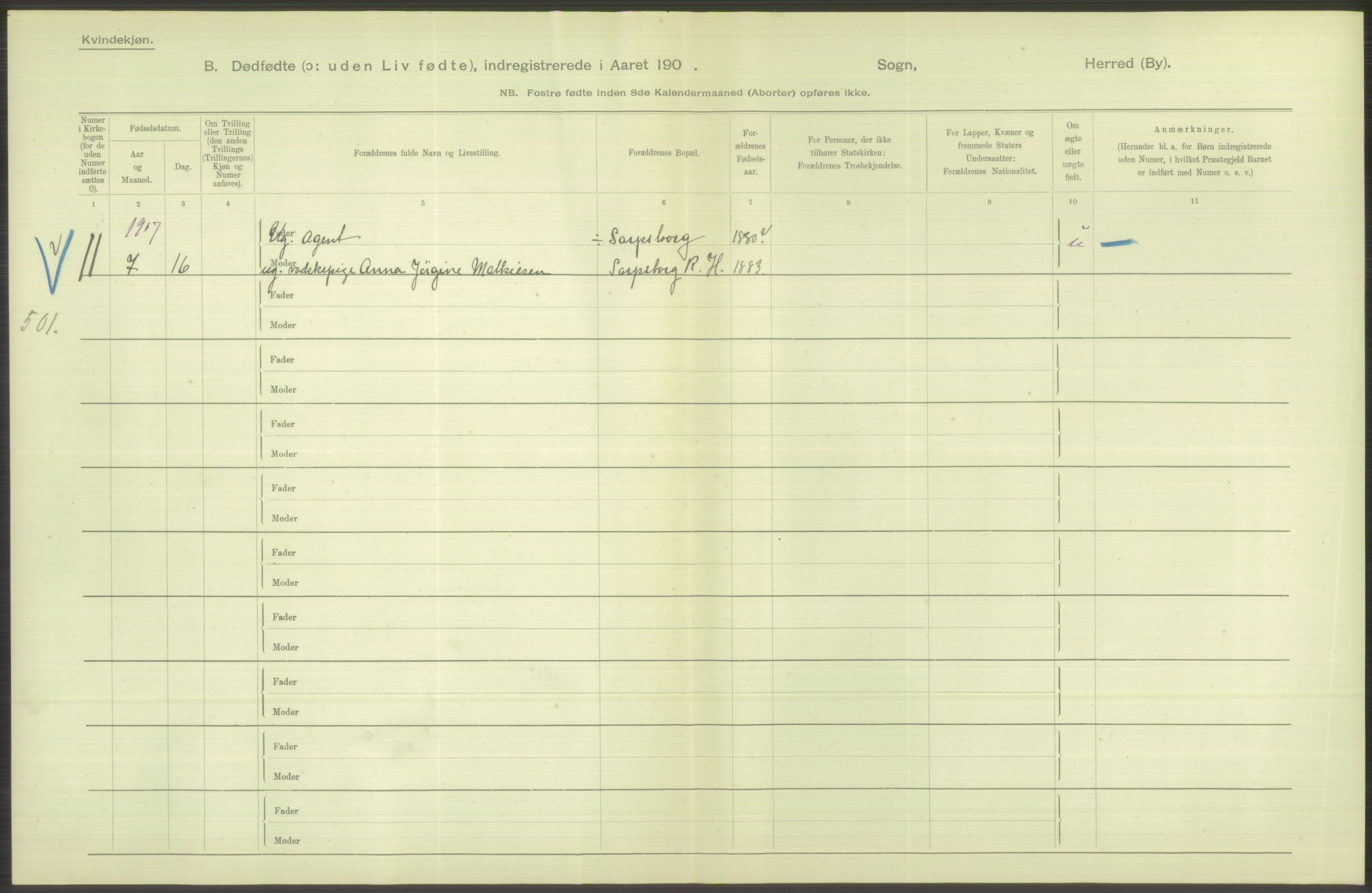 Statistisk sentralbyrå, Sosiodemografiske emner, Befolkning, AV/RA-S-2228/D/Df/Dfa/Dfae/L0010: Kristiania: Døde, dødfødte, 1907, s. 202