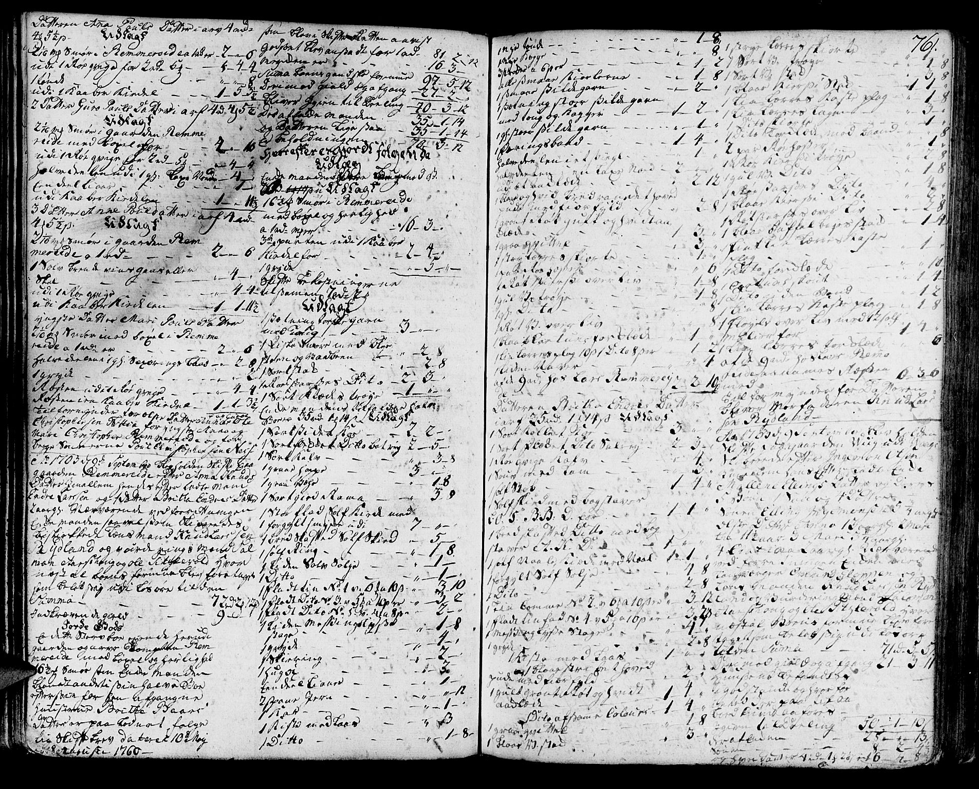 Sunnhordland sorenskrivar, SAB/A-2401/1/H/Ha/Haa/L0007: Skifteprotokollar. Register på lesesal. Fol. 901- ut, 1765-1768, s. 760b-761a