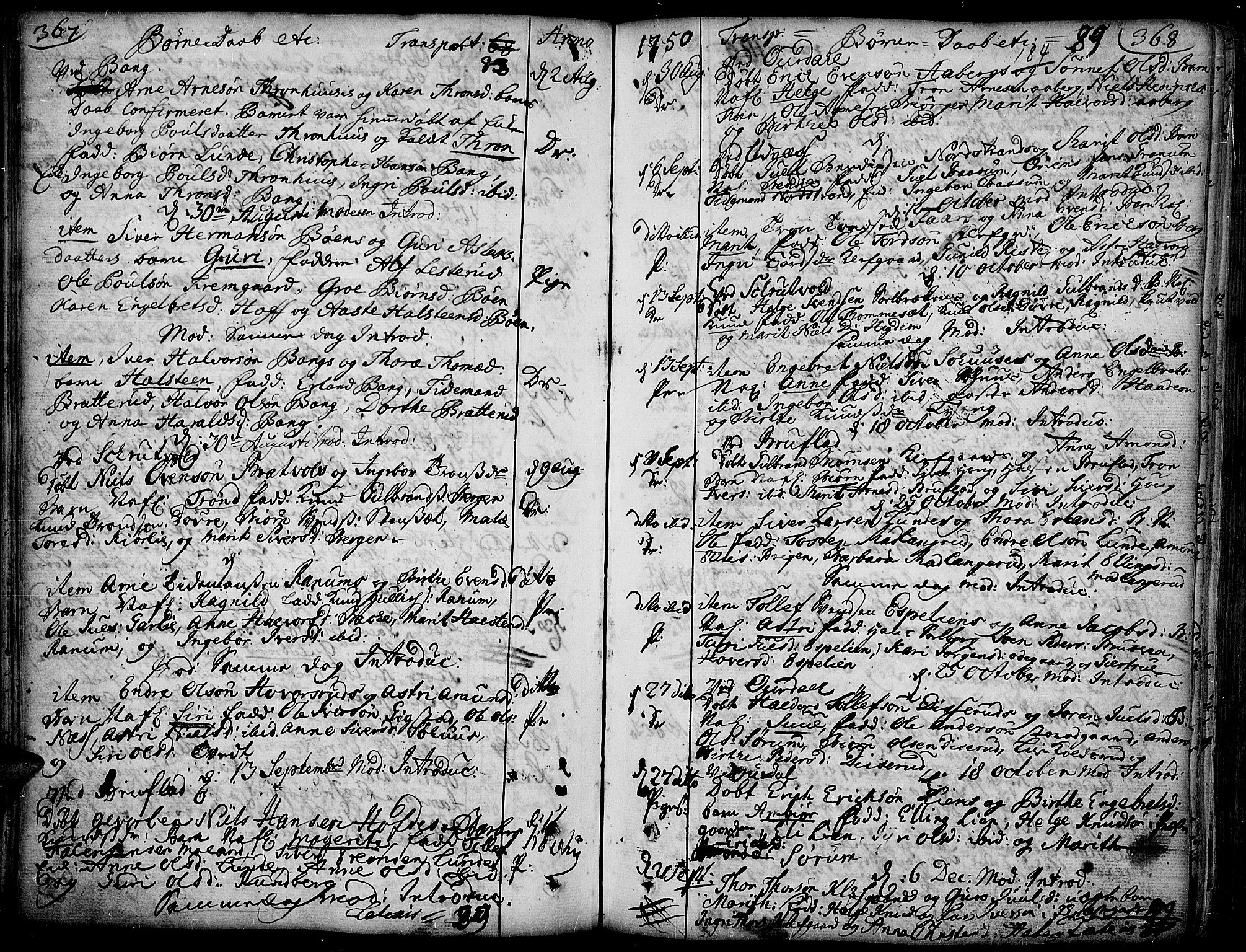 Aurdal prestekontor, AV/SAH-PREST-126/H/Ha/Haa/L0004: Ministerialbok nr. 4, 1730-1762, s. 367-368