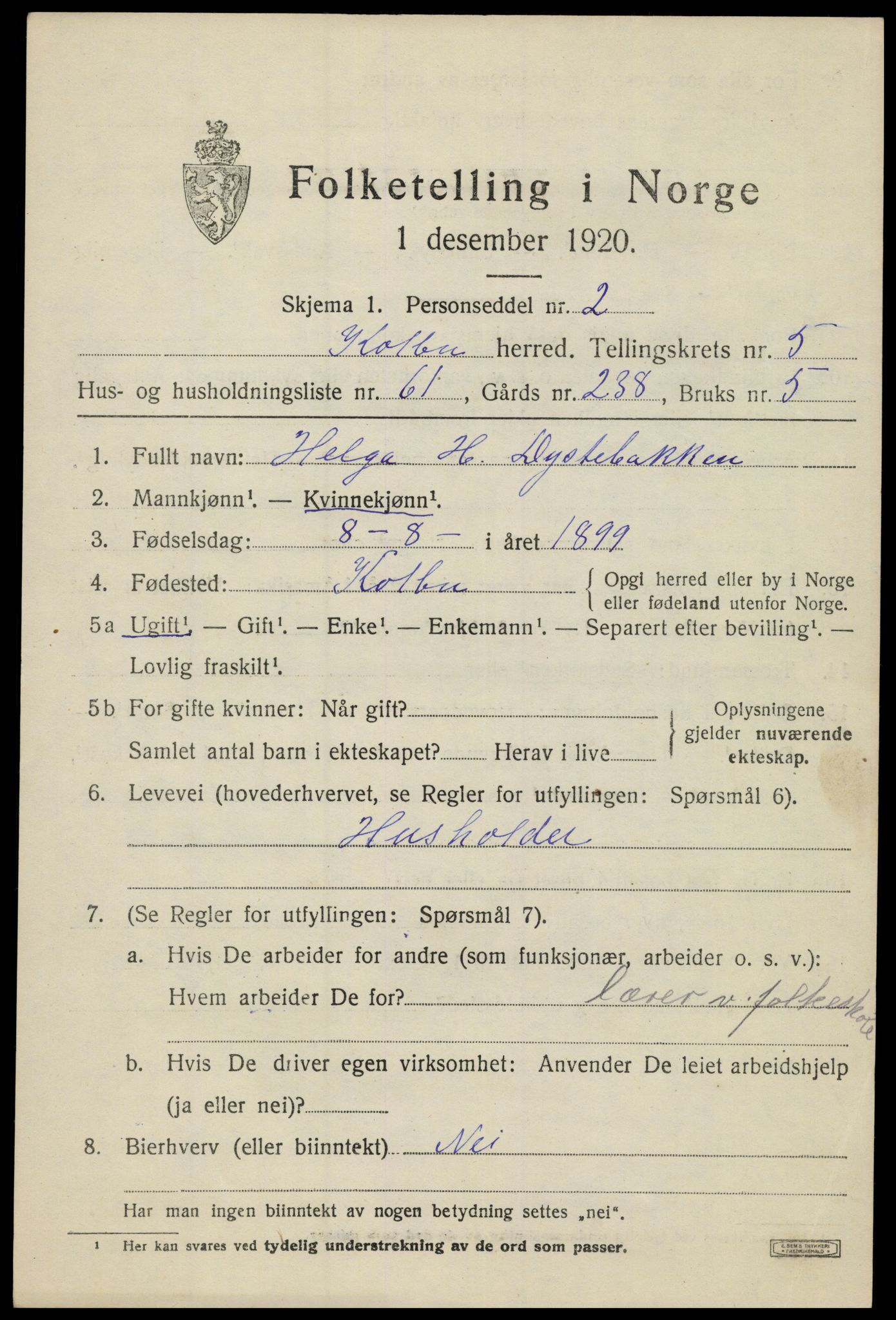 SAH, Folketelling 1920 for 0531 Kolbu herred, 1920, s. 4432