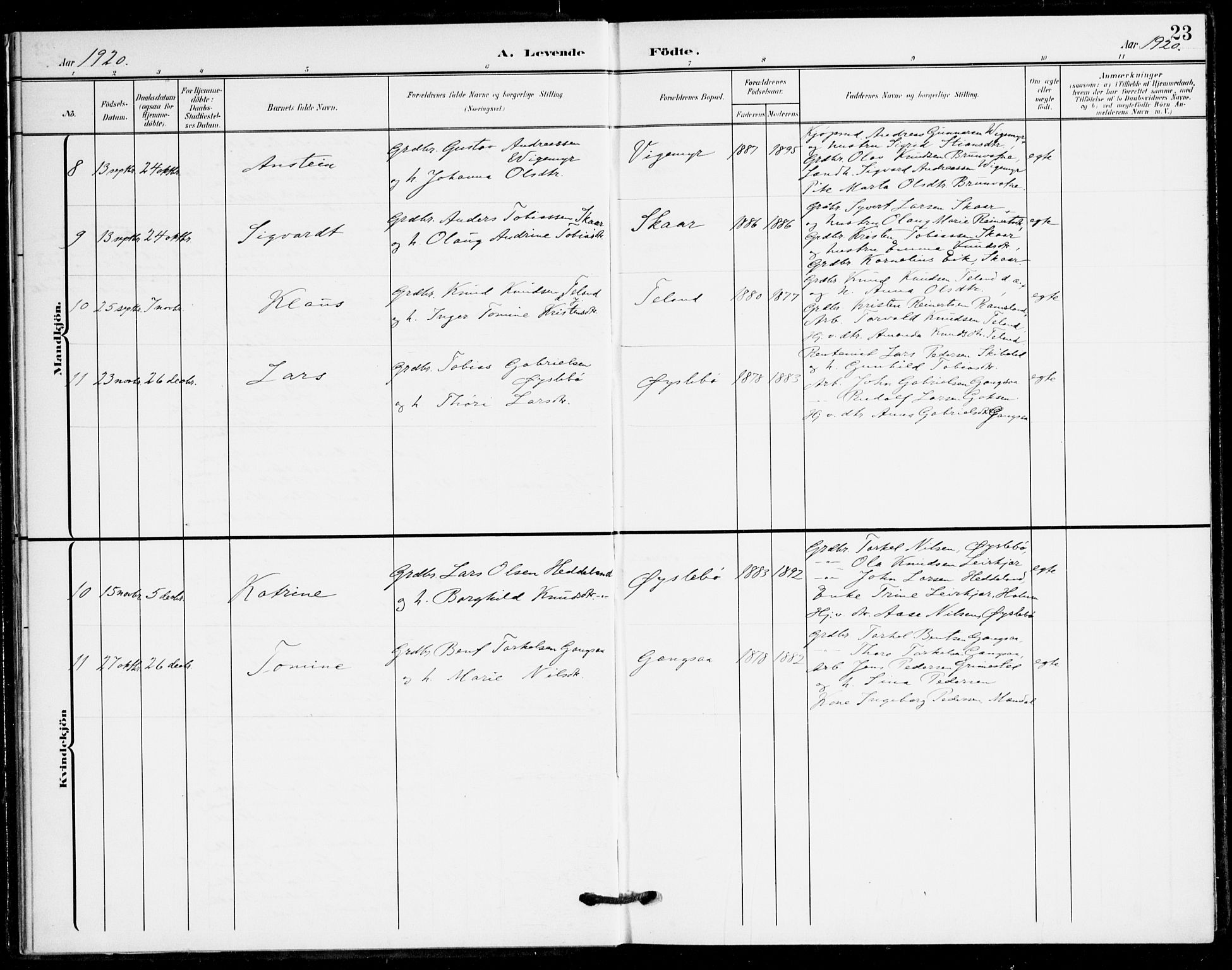 Holum sokneprestkontor, AV/SAK-1111-0022/F/Fa/Fac/L0005: Ministerialbok nr. A 5, 1908-1930, s. 23