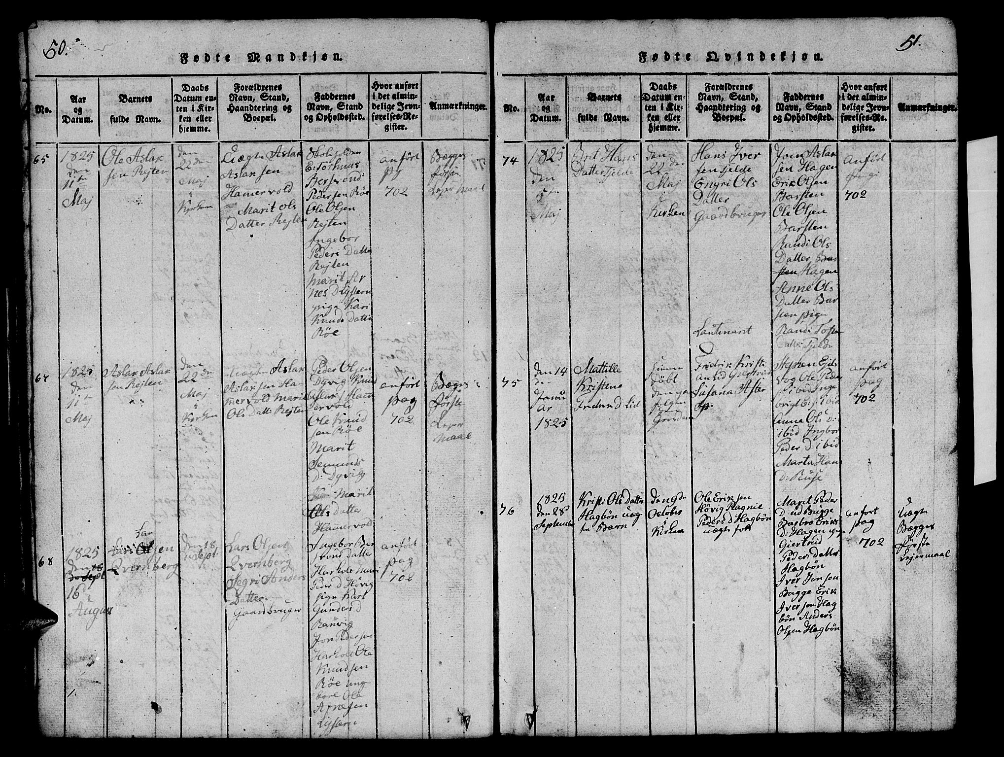 Ministerialprotokoller, klokkerbøker og fødselsregistre - Møre og Romsdal, AV/SAT-A-1454/551/L0629: Klokkerbok nr. 551C01, 1818-1839, s. 50-51