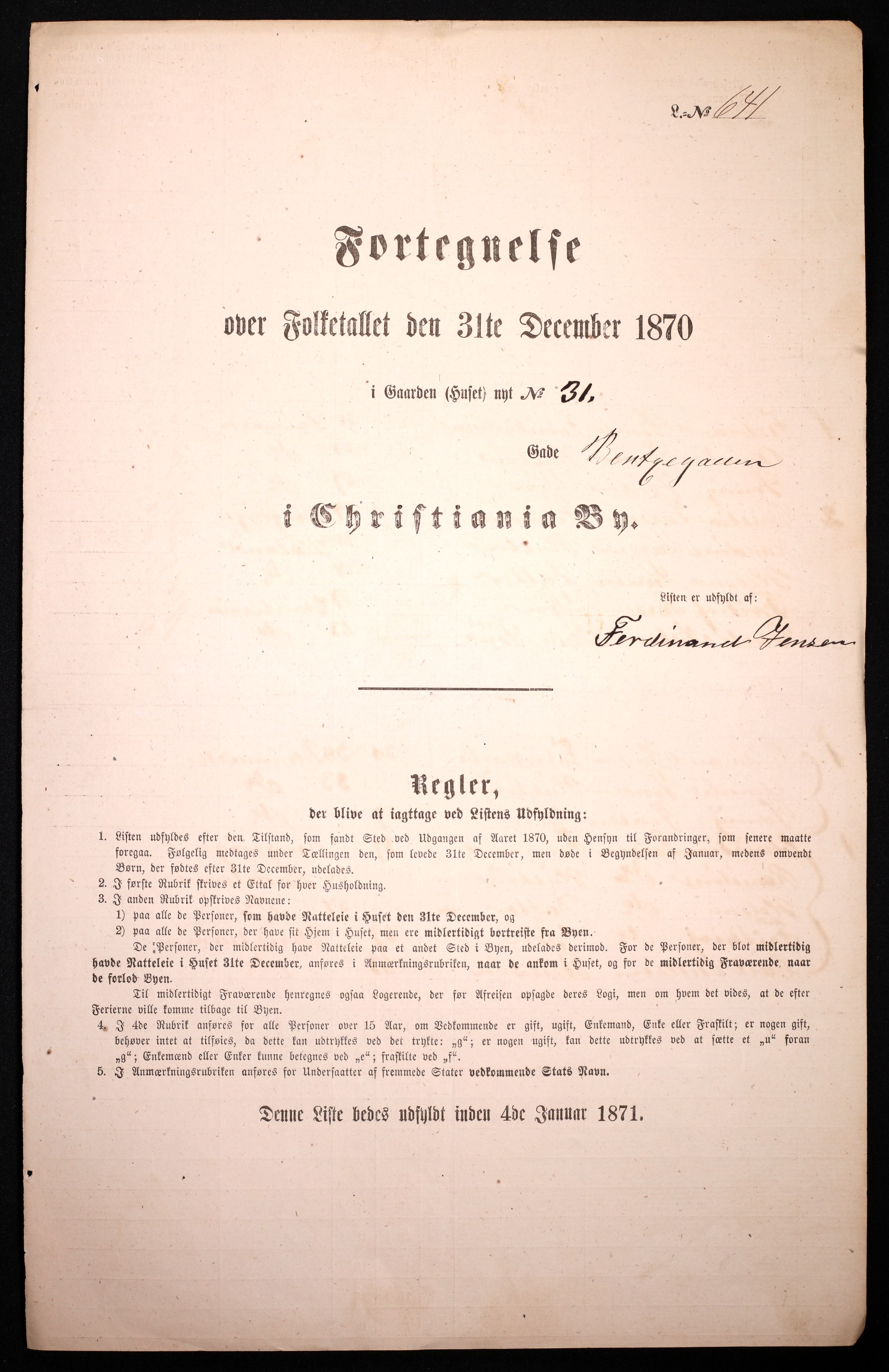 RA, Folketelling 1870 for 0301 Kristiania kjøpstad, 1870, s. 406