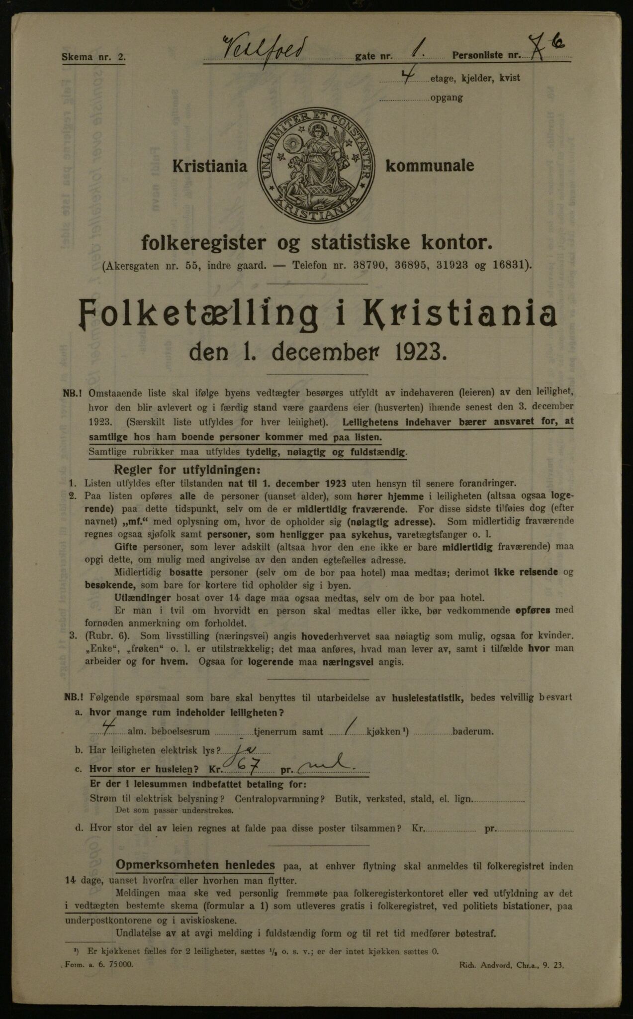 OBA, Kommunal folketelling 1.12.1923 for Kristiania, 1923, s. 135197