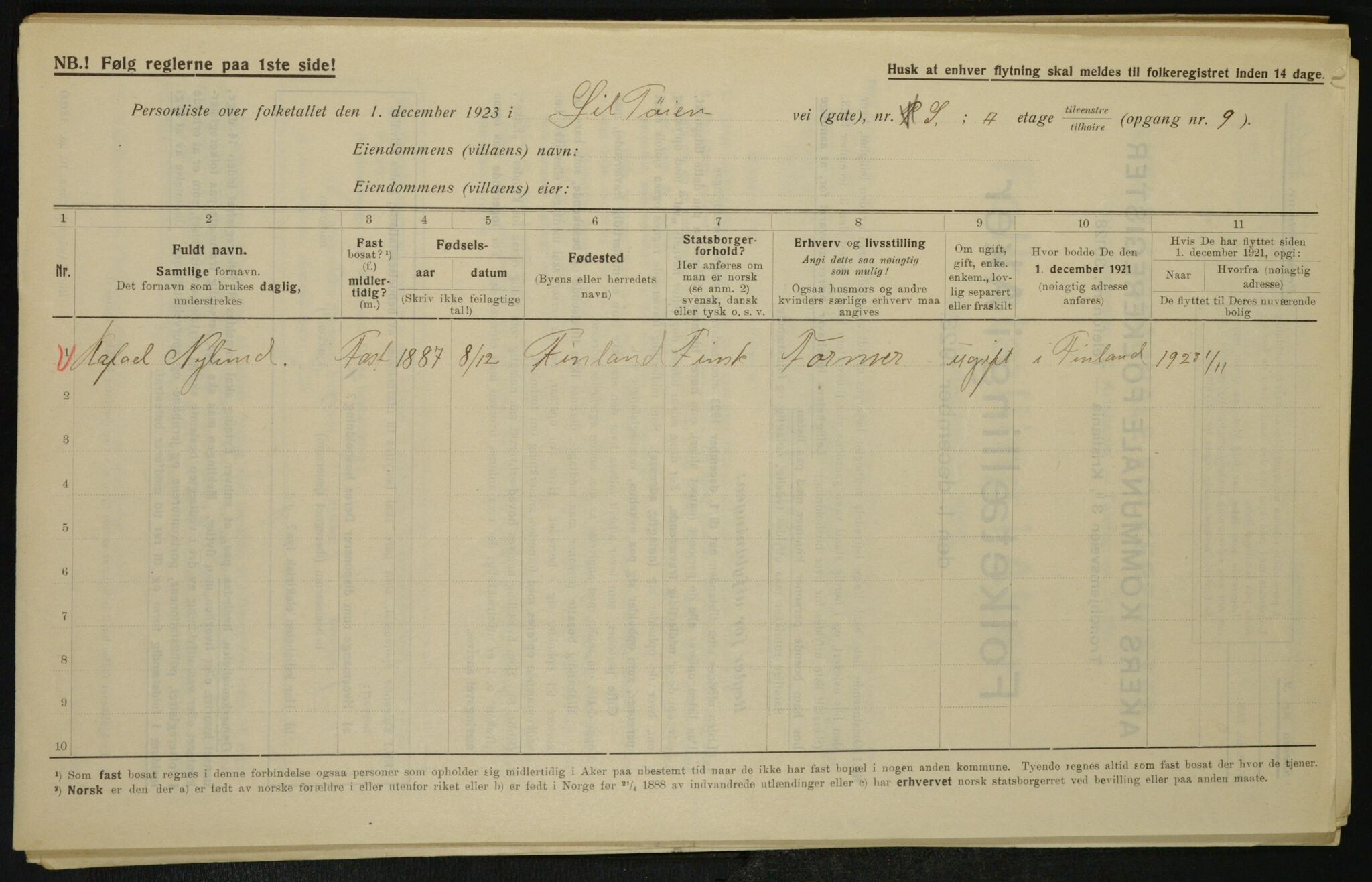 , Kommunal folketelling 1.12.1923 for Aker, 1923, s. 26869