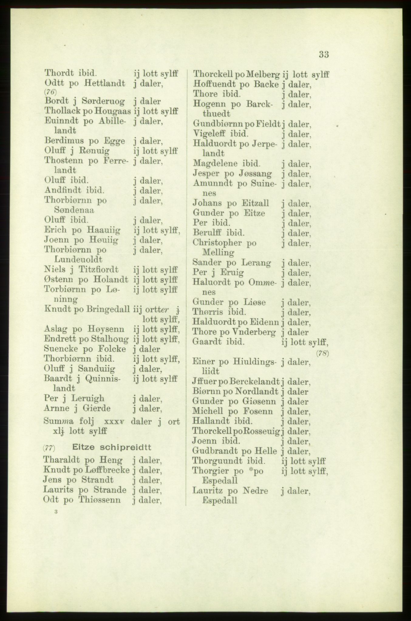 Publikasjoner utgitt av Arkivverket, PUBL/PUBL-001/C/0003: Bind 3: Skatten av Bergenhus len 1563, 1563, s. 33