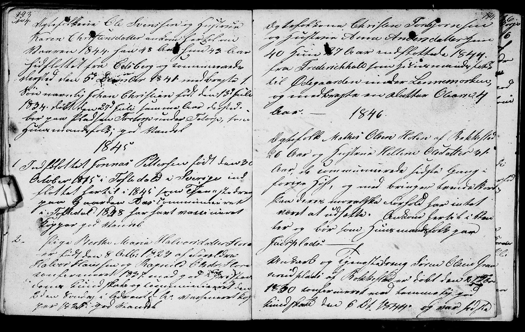 Berg prestekontor Kirkebøker, SAO/A-10902/G/Gc/L0001: Klokkerbok nr. III 1, 1844-1855, s. 193-194