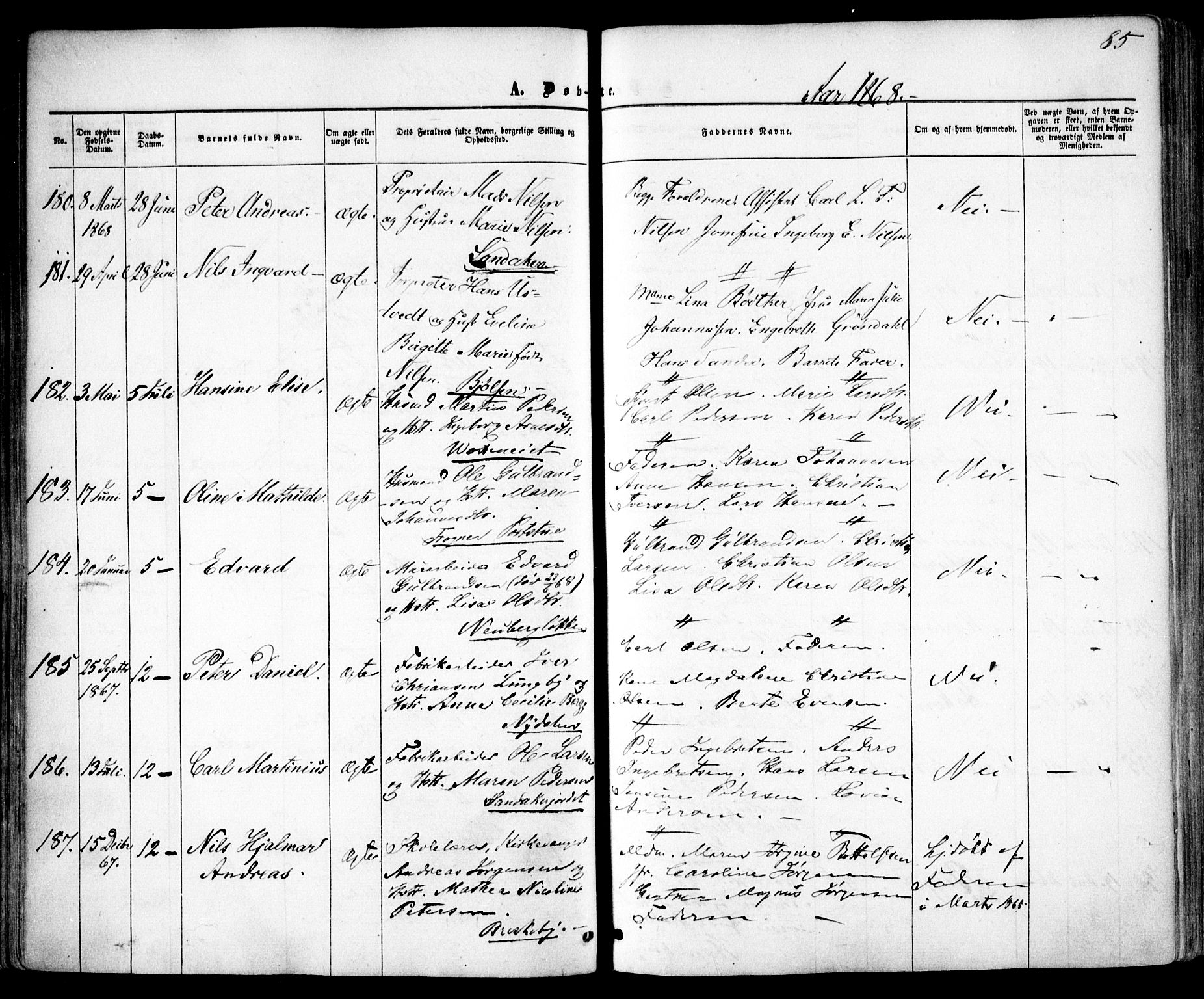 Vestre Aker prestekontor Kirkebøker, AV/SAO-A-10025/F/Fa/L0004: Ministerialbok nr. 4, 1857-1877, s. 85