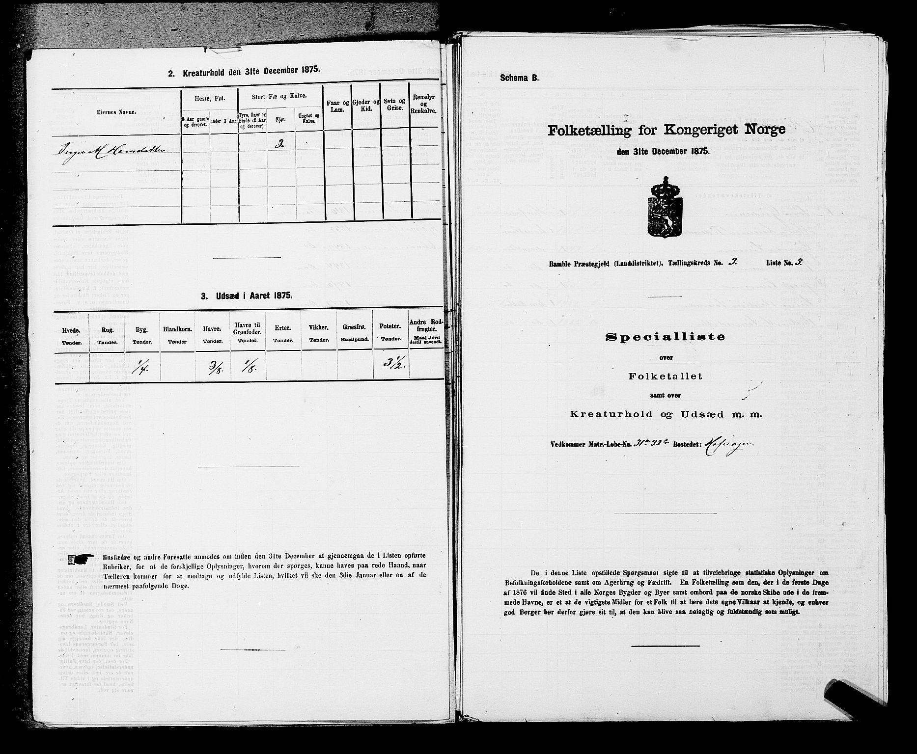 SAKO, Folketelling 1875 for 0814L Bamble prestegjeld, Bamble sokn, 1875, s. 397