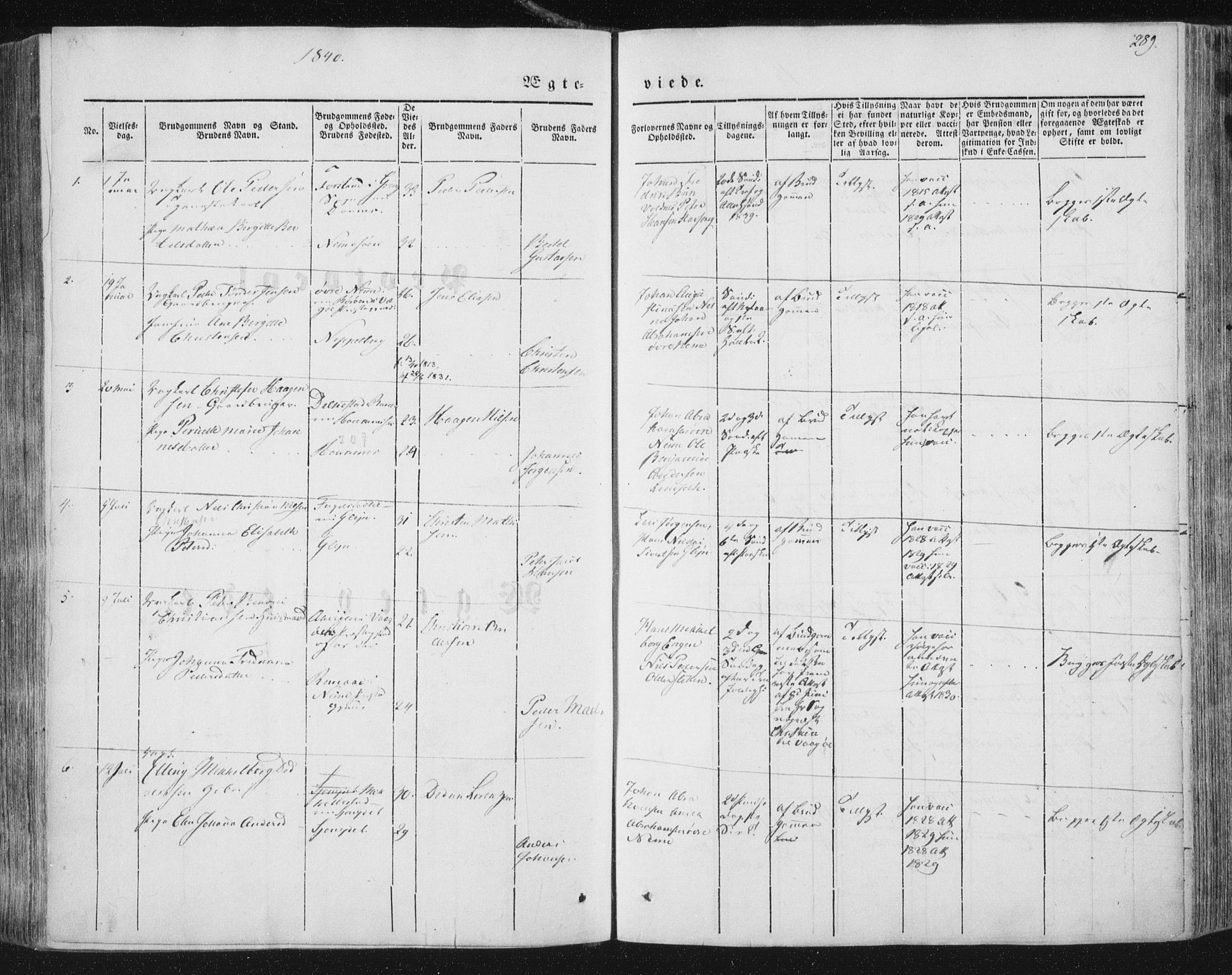 Ministerialprotokoller, klokkerbøker og fødselsregistre - Nordland, AV/SAT-A-1459/838/L0549: Ministerialbok nr. 838A07, 1840-1854, s. 289