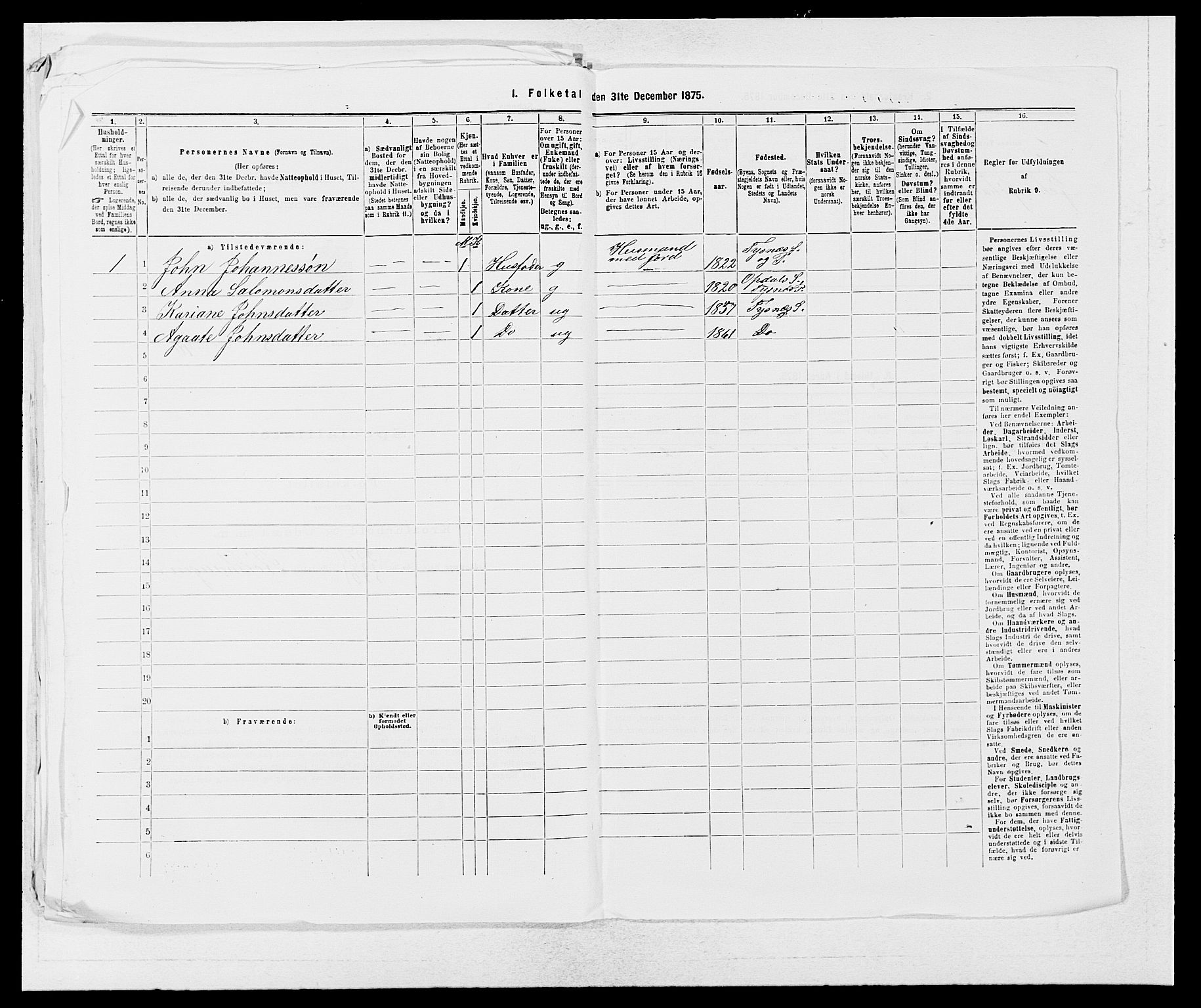 SAB, Folketelling 1875 for 1223P Tysnes prestegjeld, 1875, s. 1022