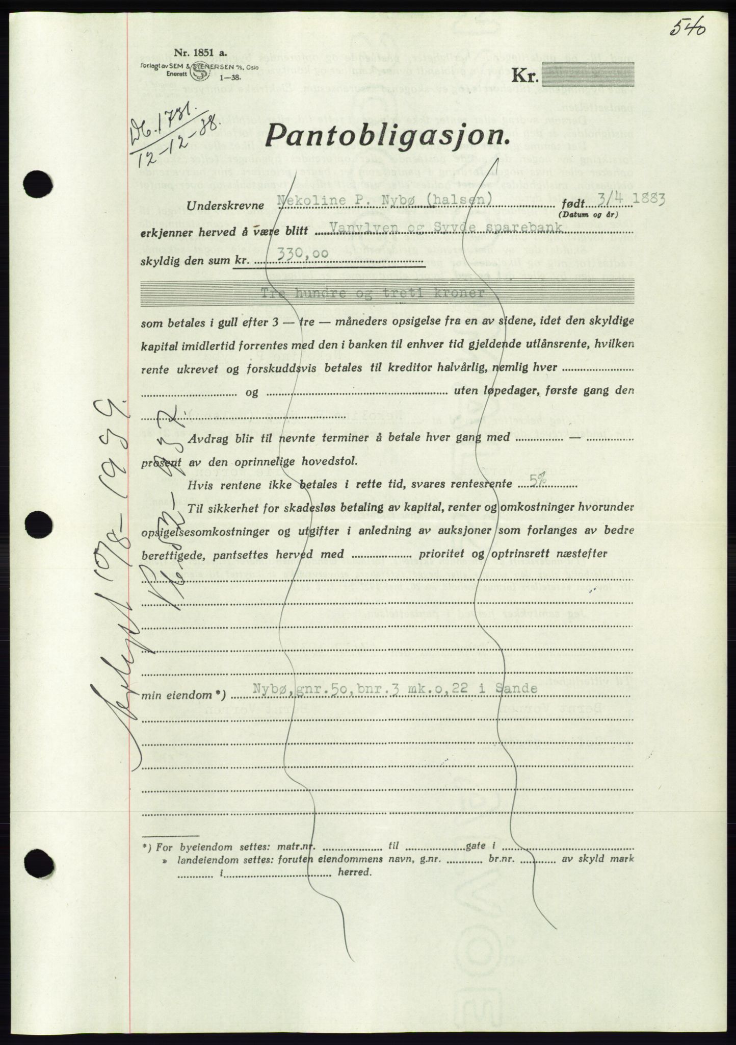 Søre Sunnmøre sorenskriveri, AV/SAT-A-4122/1/2/2C/L0066: Pantebok nr. 60, 1938-1938, Dagboknr: 1731/1938