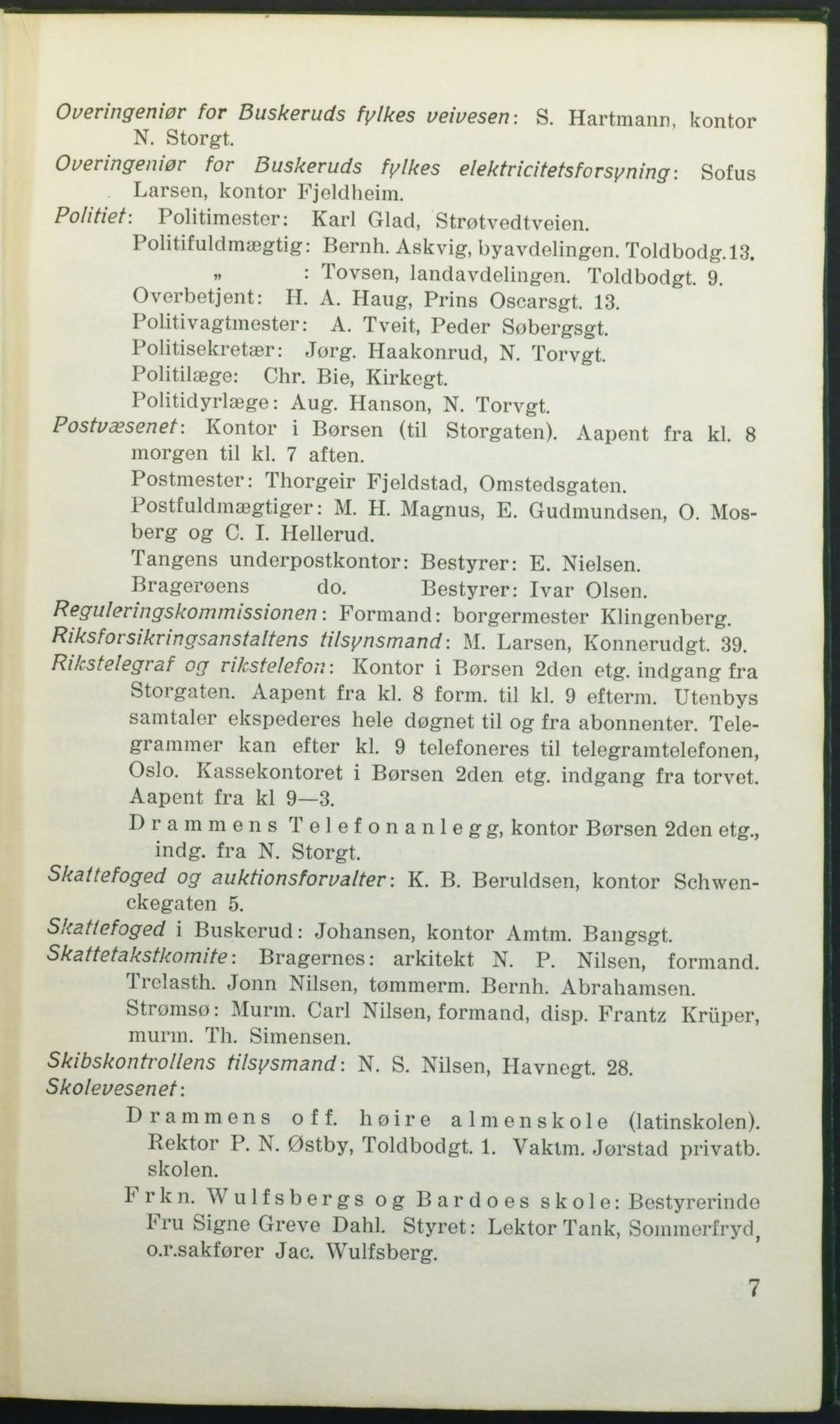 Drammen adressebok, DRMK/-, 1925, s. 7