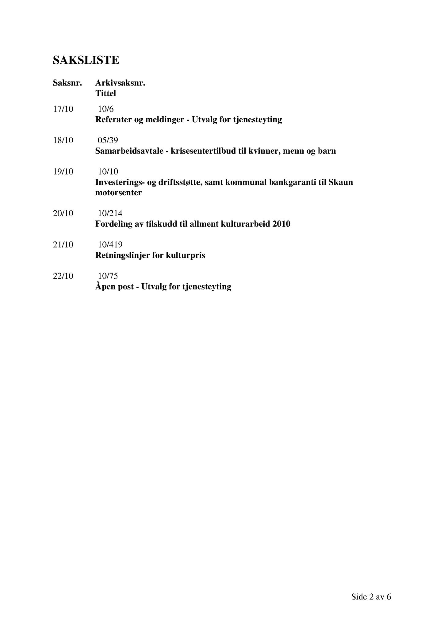 Klæbu Kommune, TRKO/KK/14-UTY/L003: Utvalg for tjenesteyting - Møtedokumenter, 2010, s. 68