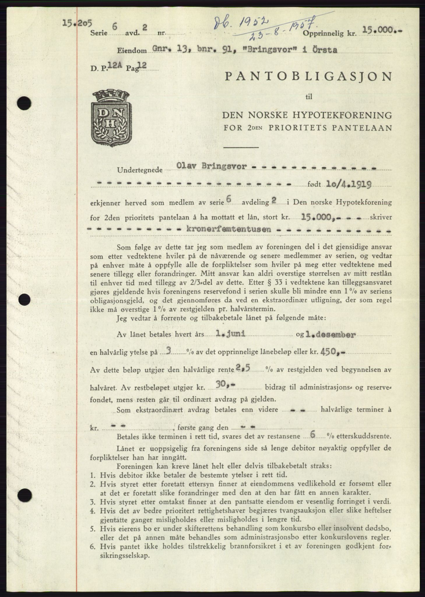 Søre Sunnmøre sorenskriveri, AV/SAT-A-4122/1/2/2C/L0130: Pantebok nr. 18B, 1957-1958, Dagboknr: 1952/1957