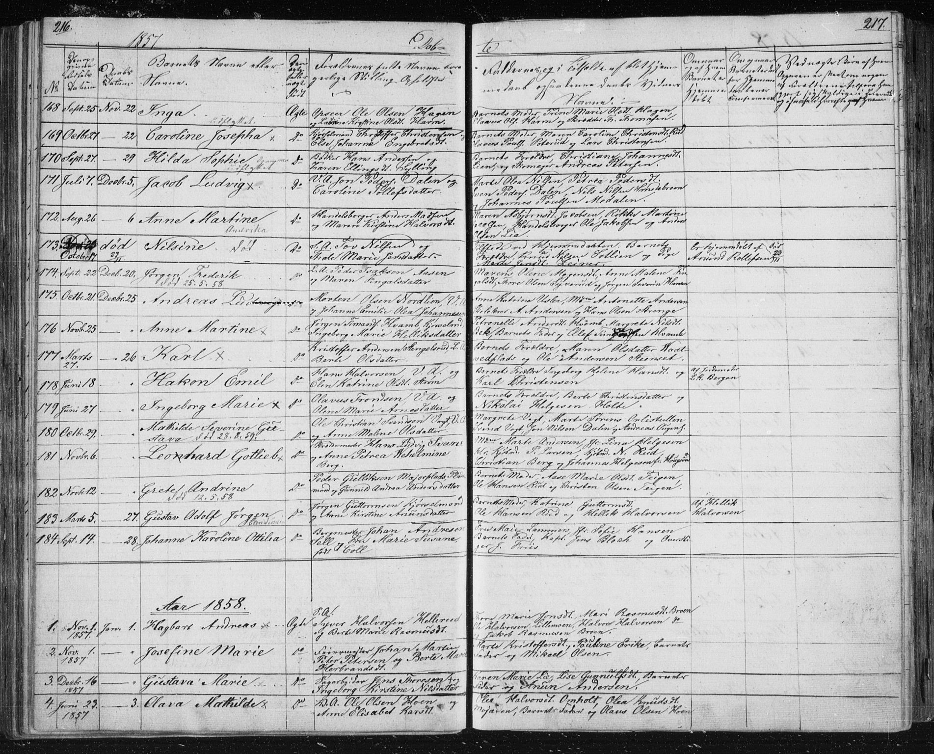 Kongsberg kirkebøker, AV/SAKO-A-22/F/Fa/L0009: Ministerialbok nr. I 9, 1839-1858, s. 216-217
