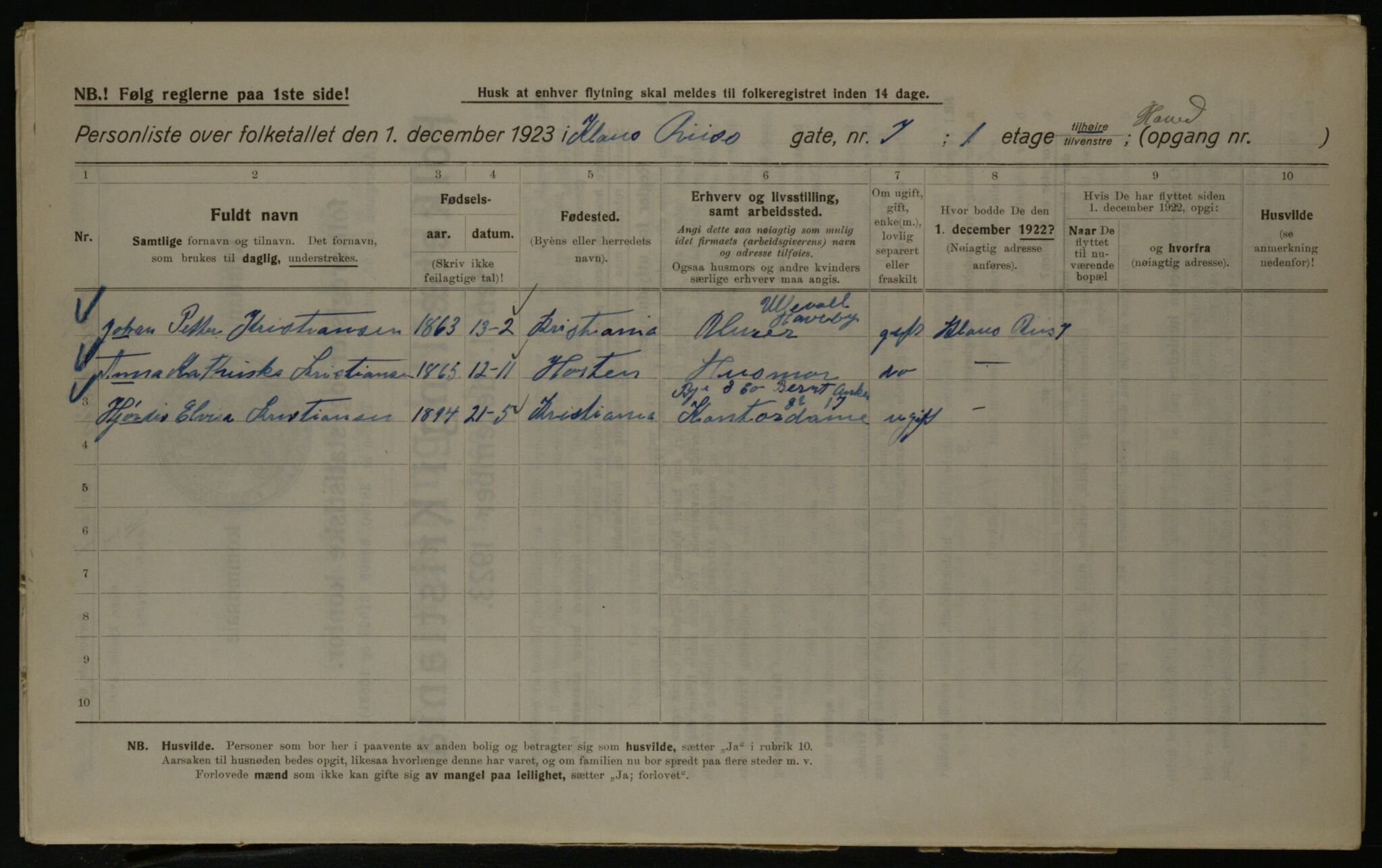 OBA, Kommunal folketelling 1.12.1923 for Kristiania, 1923, s. 14414