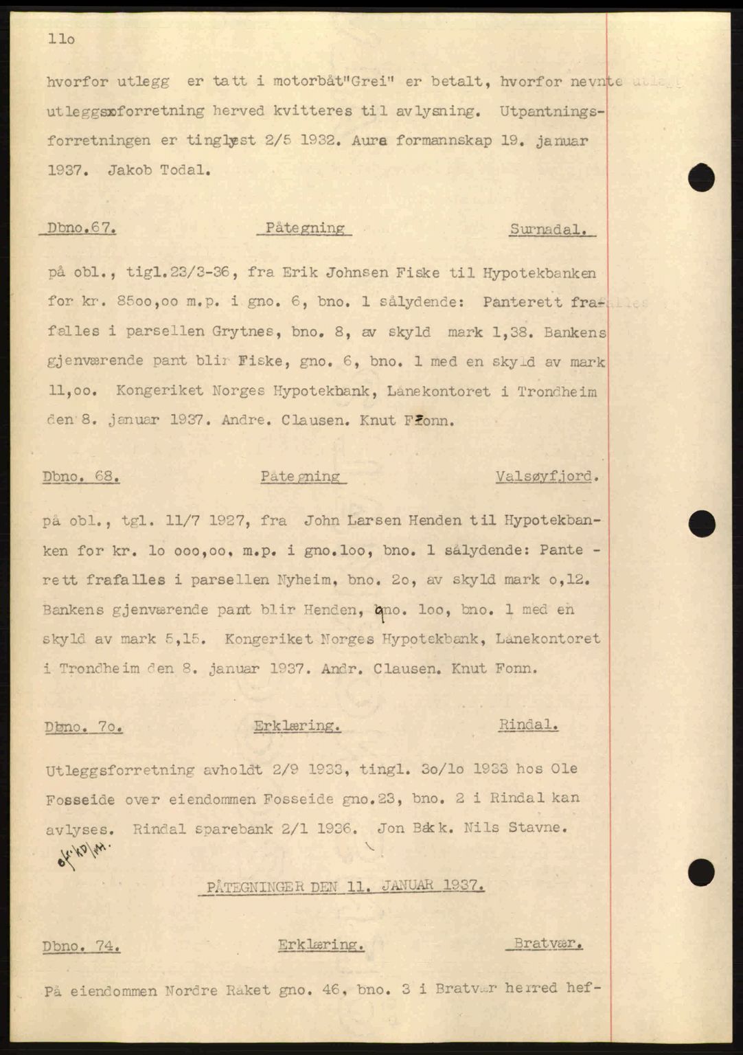 Nordmøre sorenskriveri, SAT/A-4132/1/2/2Ca: Pantebok nr. C80, 1936-1939, Dagboknr: 67/1937