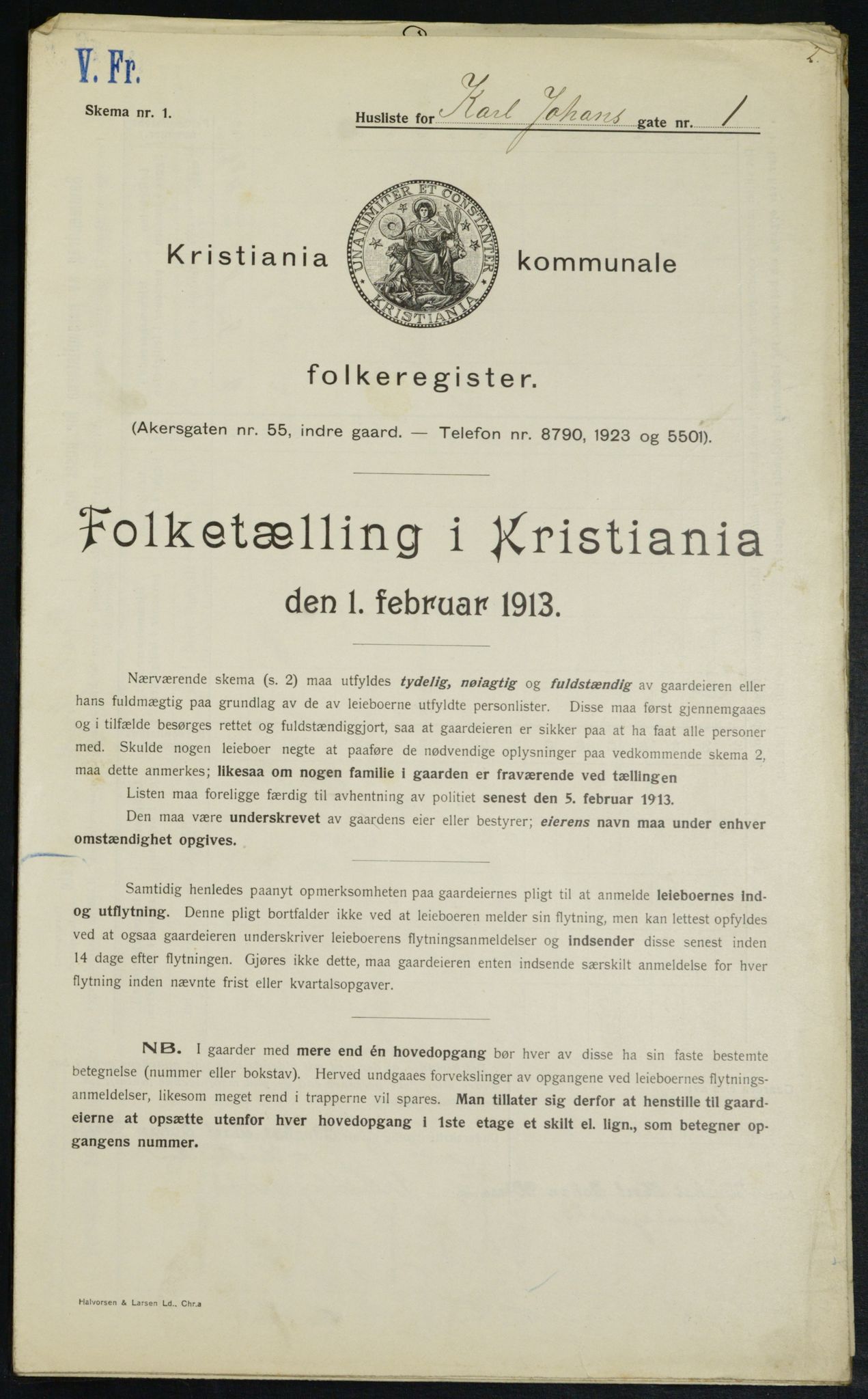 OBA, Kommunal folketelling 1.2.1913 for Kristiania, 1913, s. 48417