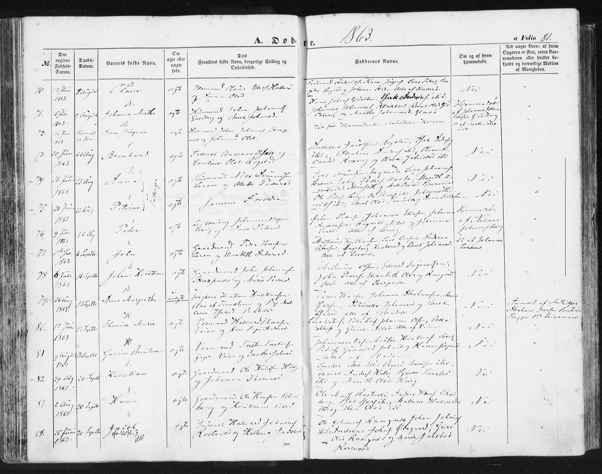 Ministerialprotokoller, klokkerbøker og fødselsregistre - Møre og Romsdal, AV/SAT-A-1454/581/L0937: Ministerialbok nr. 581A05, 1853-1872, s. 81