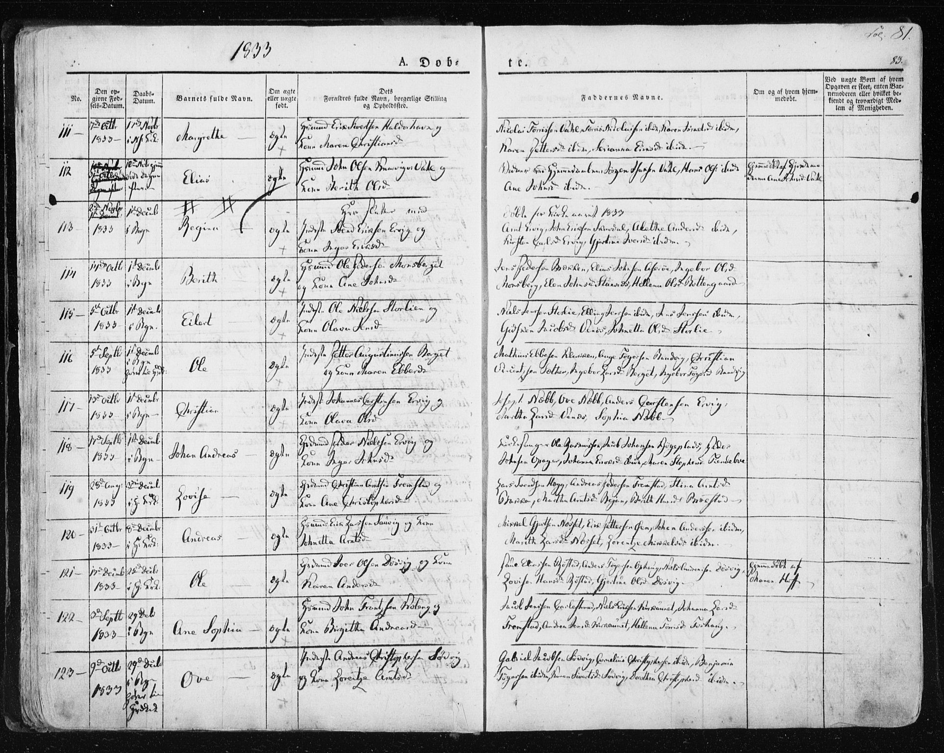 Ministerialprotokoller, klokkerbøker og fødselsregistre - Sør-Trøndelag, SAT/A-1456/659/L0735: Ministerialbok nr. 659A05, 1826-1841, s. 81