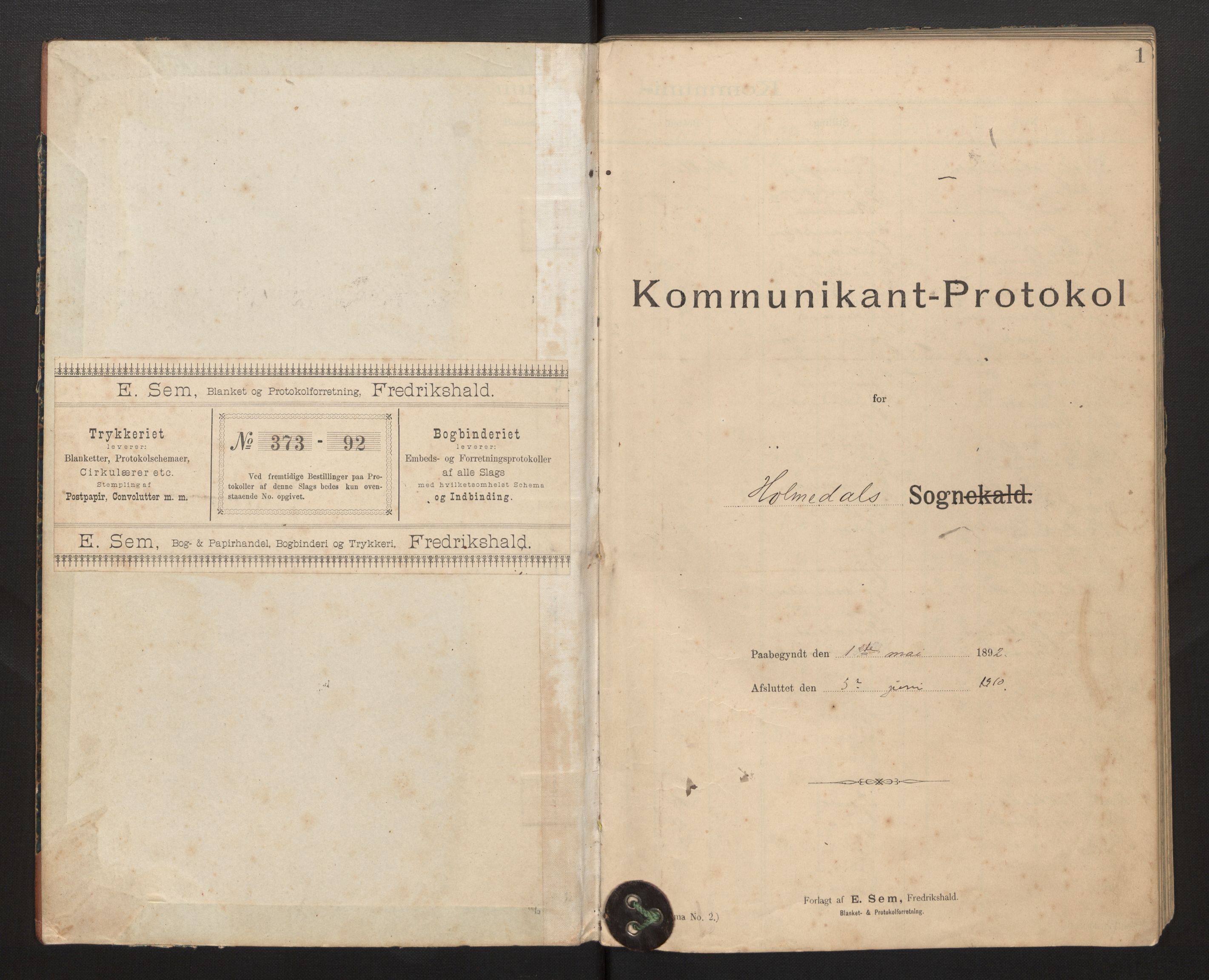 Fjaler sokneprestembete, AV/SAB-A-79801/H/Hb/L0003: Kommunikantprotokoll nr. 3, 1892-1910