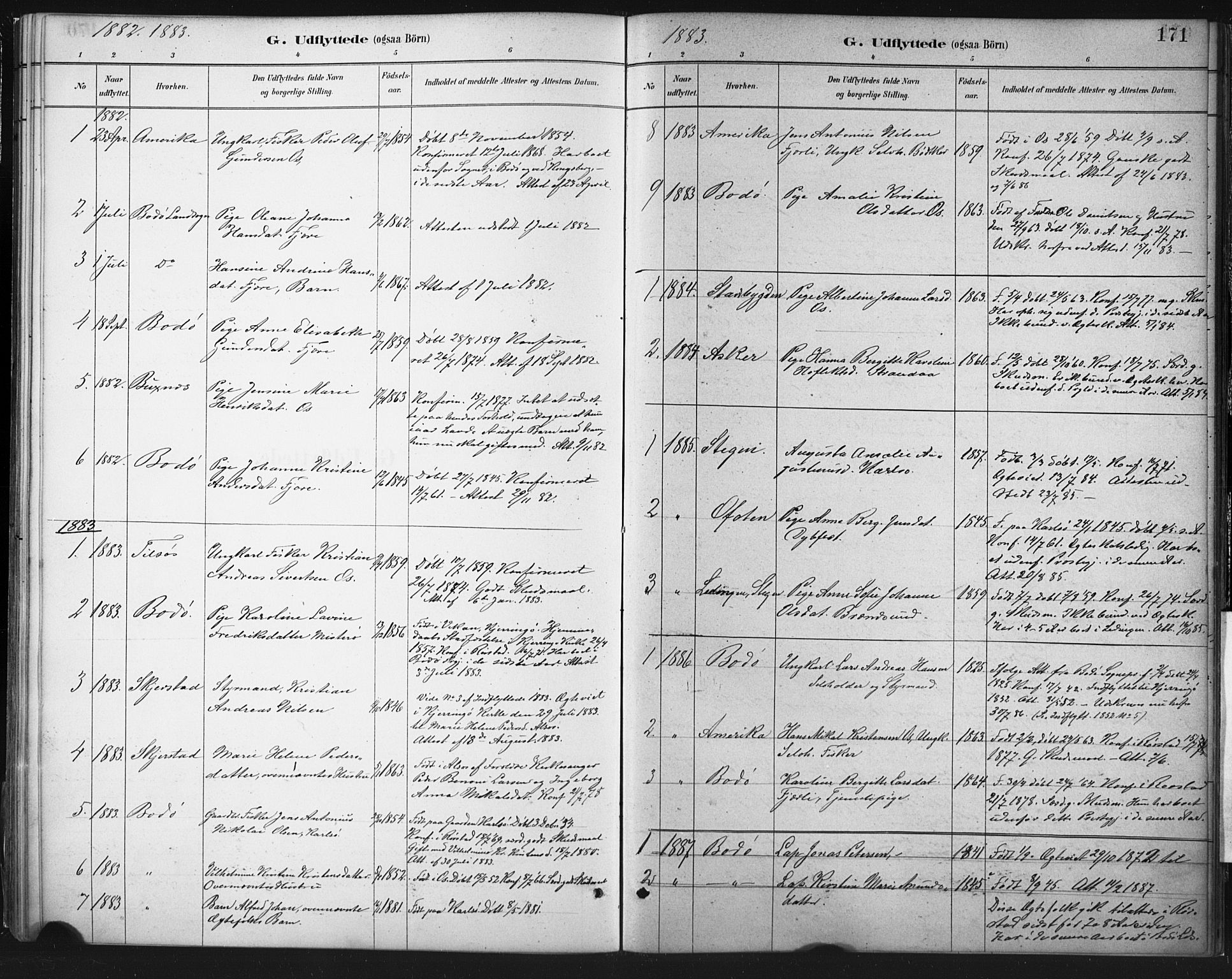 Ministerialprotokoller, klokkerbøker og fødselsregistre - Nordland, SAT/A-1459/803/L0071: Ministerialbok nr. 803A01, 1881-1897, s. 171