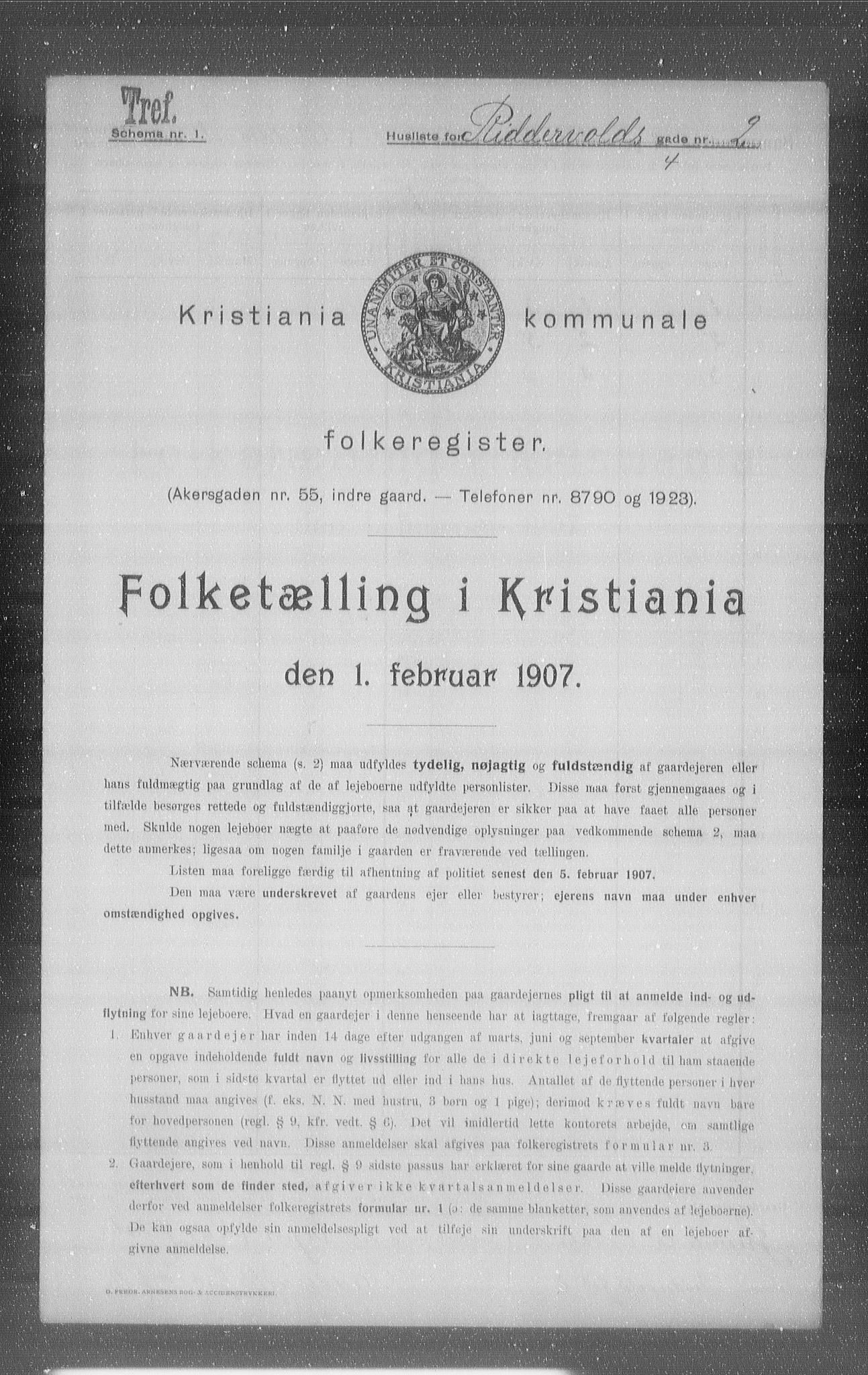 OBA, Kommunal folketelling 1.2.1907 for Kristiania kjøpstad, 1907, s. 42356