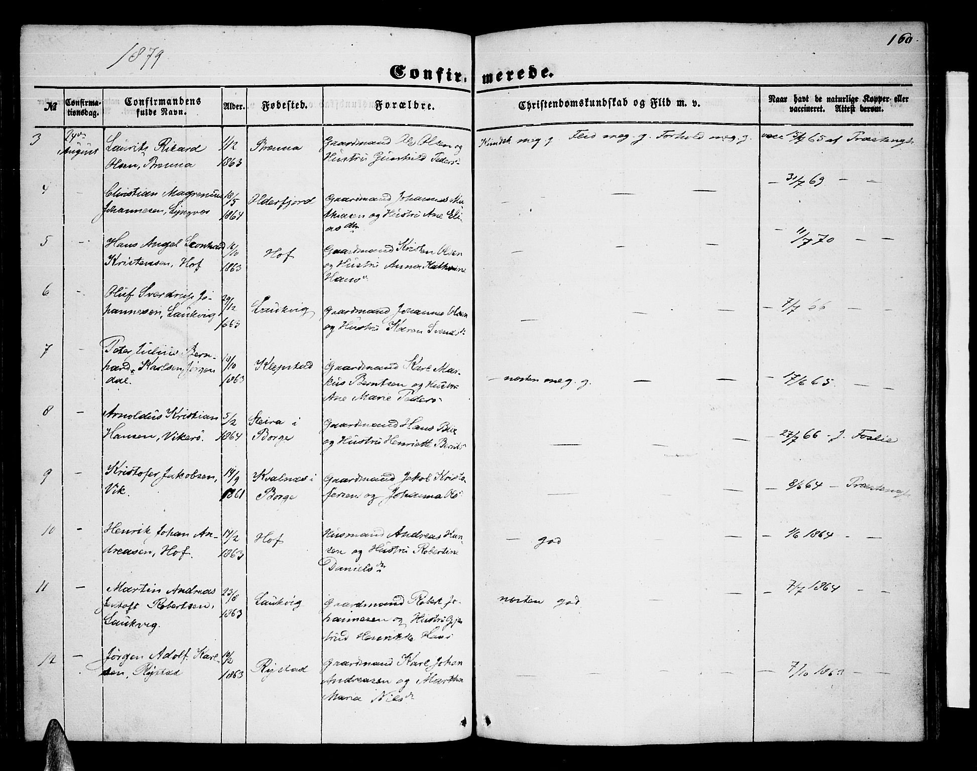 Ministerialprotokoller, klokkerbøker og fødselsregistre - Nordland, AV/SAT-A-1459/876/L1102: Klokkerbok nr. 876C01, 1852-1886, s. 160