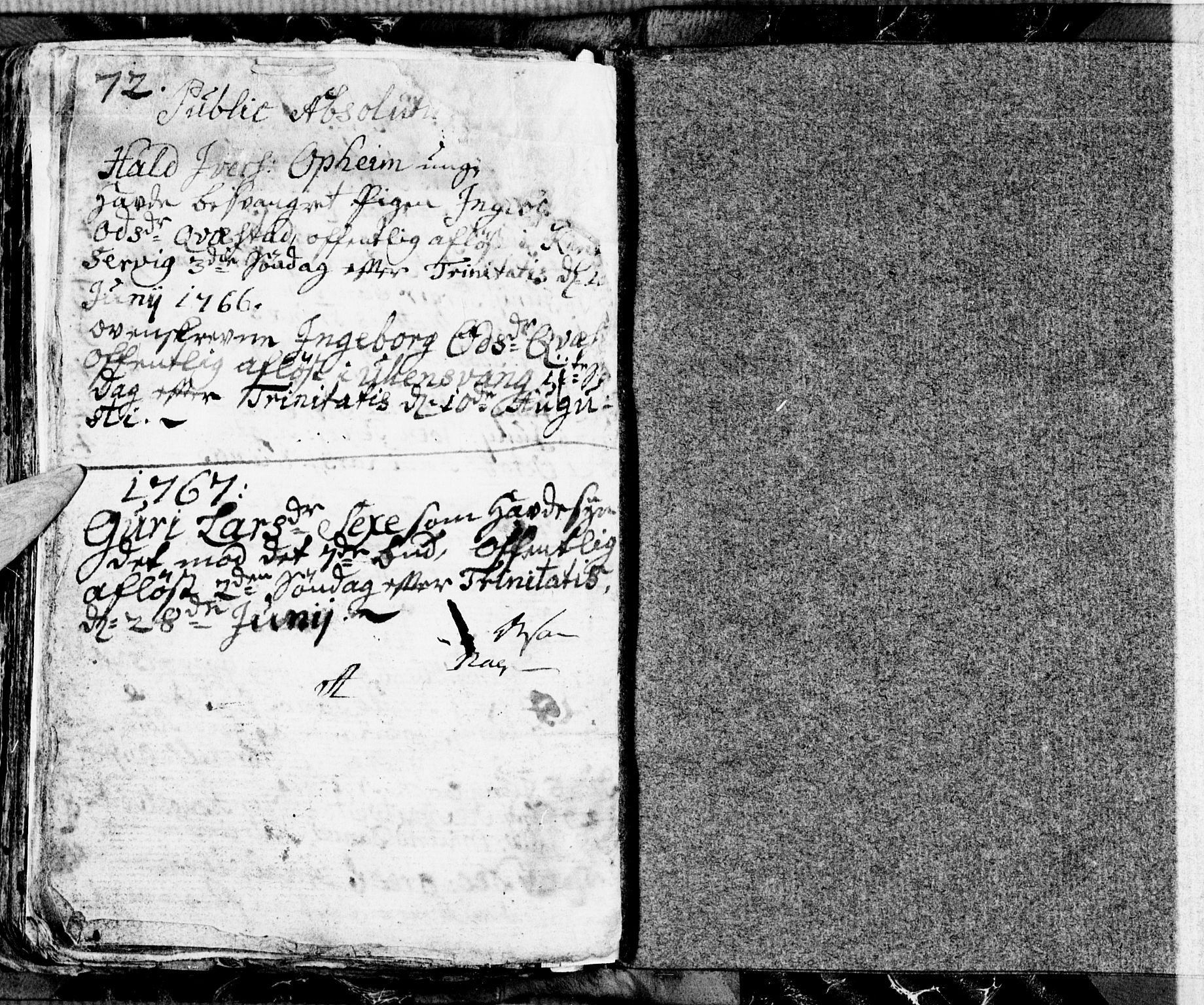 Ullensvang sokneprestembete, SAB/A-78701/H/Hab: Klokkerbok nr. B 2, 1766-1768, s. 71-72