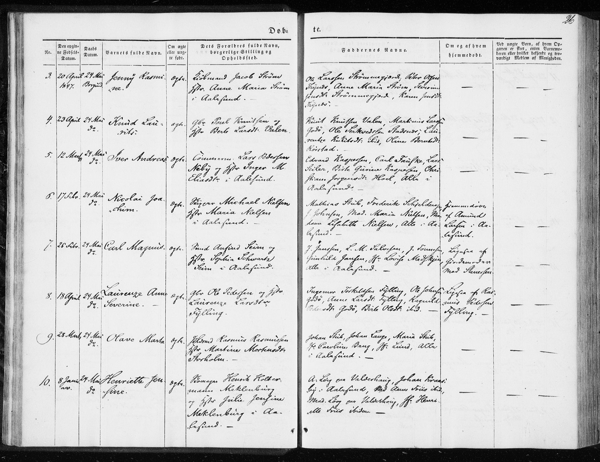 Ministerialprotokoller, klokkerbøker og fødselsregistre - Møre og Romsdal, AV/SAT-A-1454/528/L0415: Residerende kapellans bok nr. 528B03, 1843-1852, s. 26