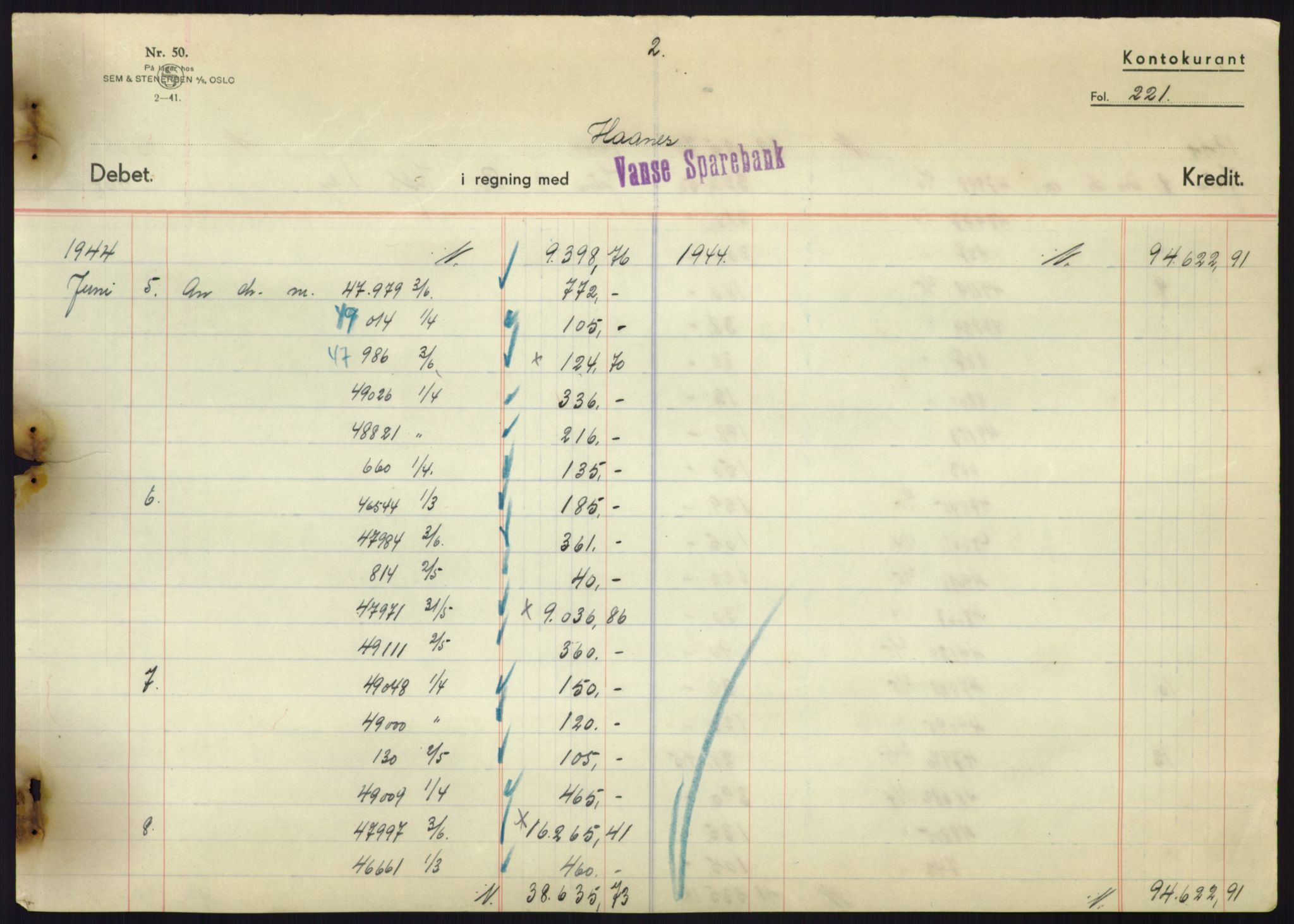 Forsvarsdepartementet, 10. kontor / Oppgjørskontoret, AV/RA-RAFA-1225/D/Db/L0180: Lista oppgjørskontor, 1942-1952, s. 2225