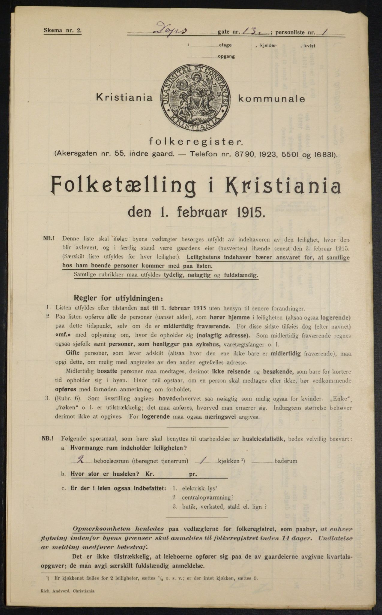 OBA, Kommunal folketelling 1.2.1915 for Kristiania, 1915, s. 15999