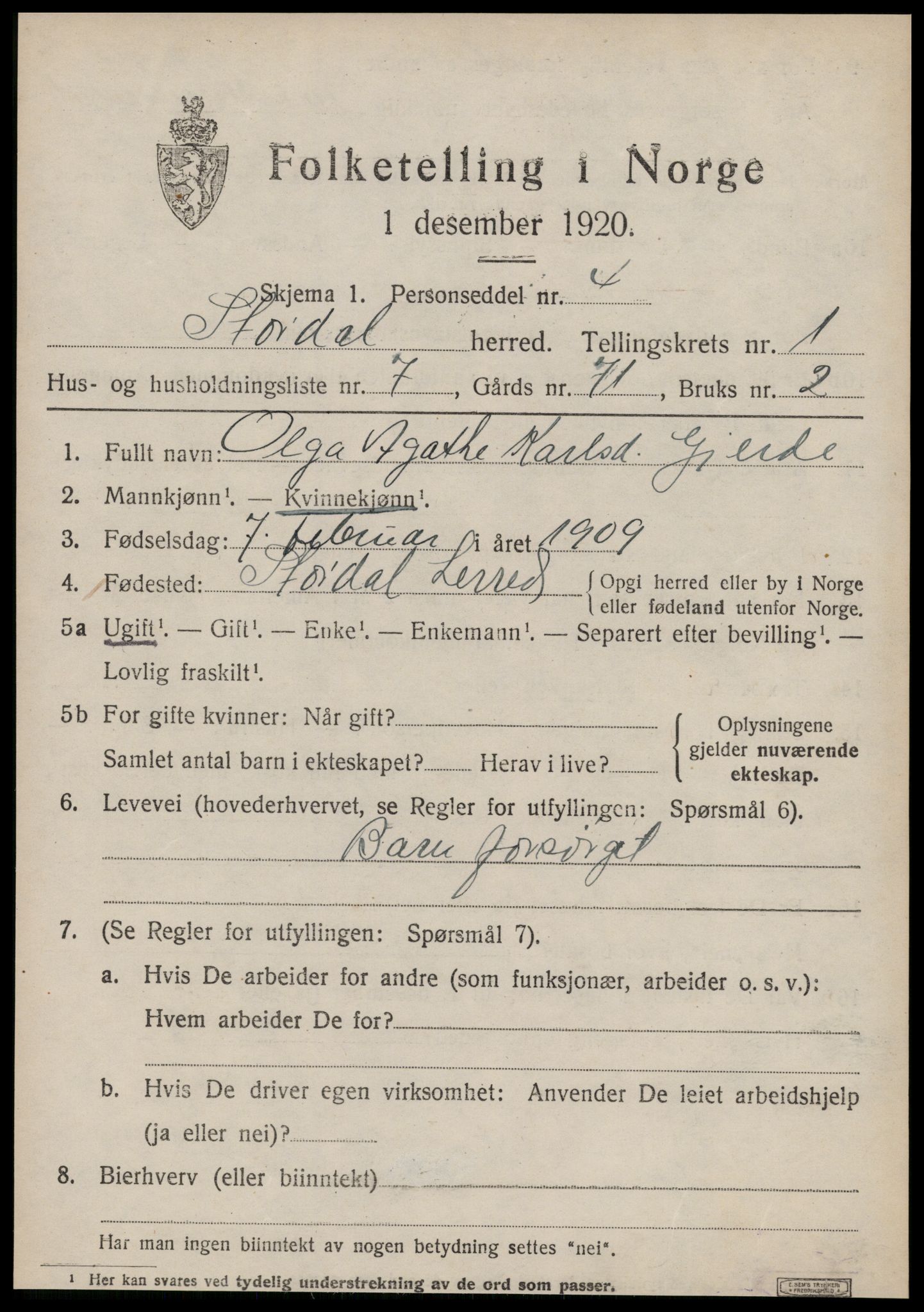 SAT, Folketelling 1920 for 1526 Stordal herred, 1920, s. 446