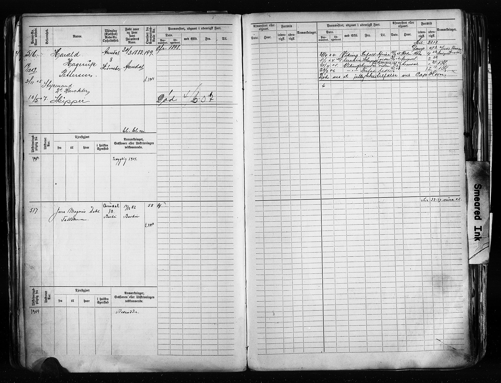 Arendal mønstringskrets, AV/SAK-2031-0012/F/Fb/L0020: Hovedrulle A nr 217-968, S-18, 1900-1910, s. 156