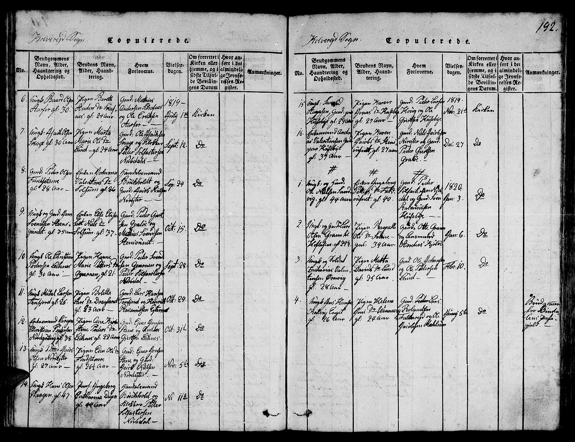 Ministerialprotokoller, klokkerbøker og fødselsregistre - Nord-Trøndelag, SAT/A-1458/780/L0648: Klokkerbok nr. 780C01 /1, 1815-1870, s. 192