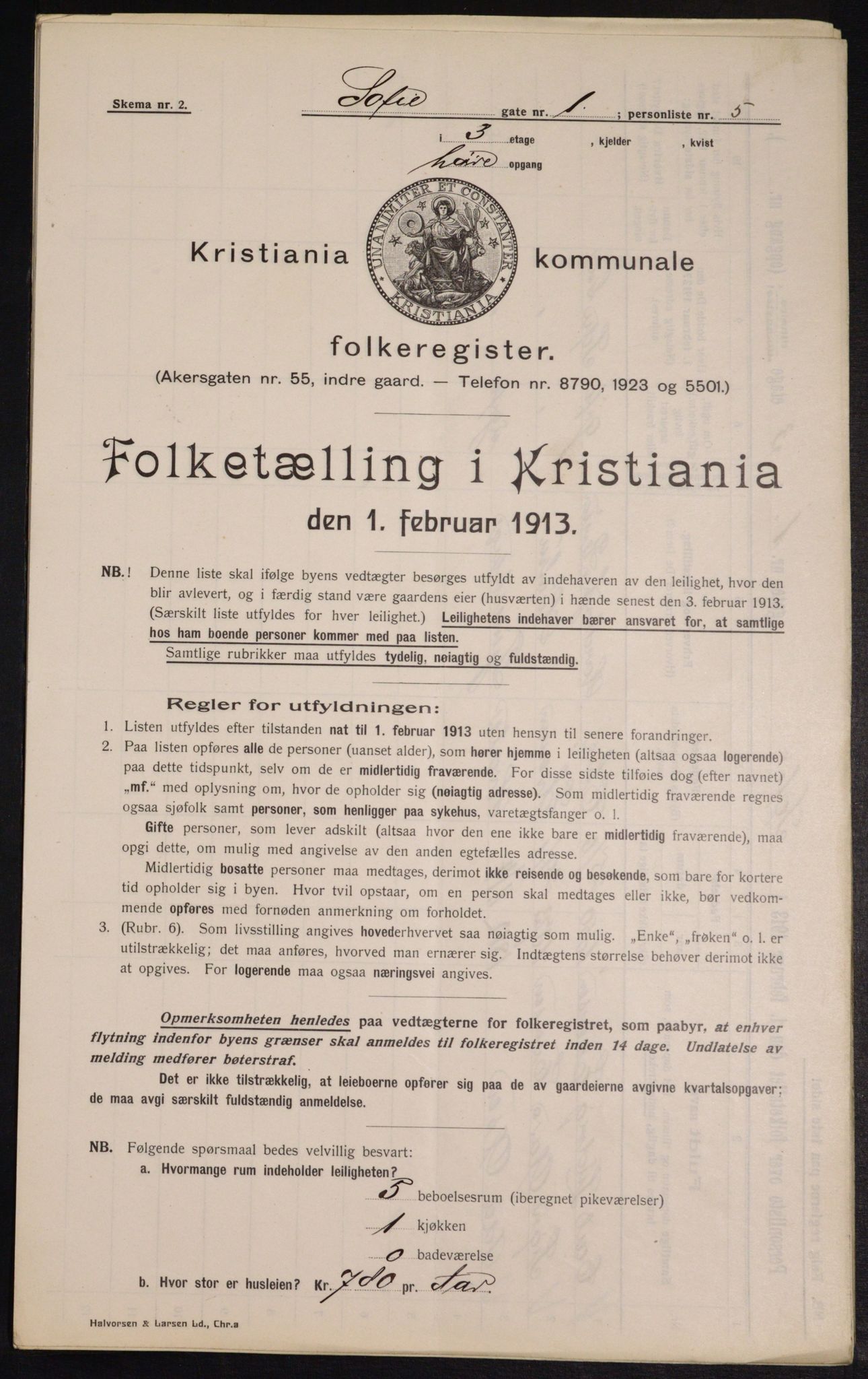 OBA, Kommunal folketelling 1.2.1913 for Kristiania, 1913, s. 98696